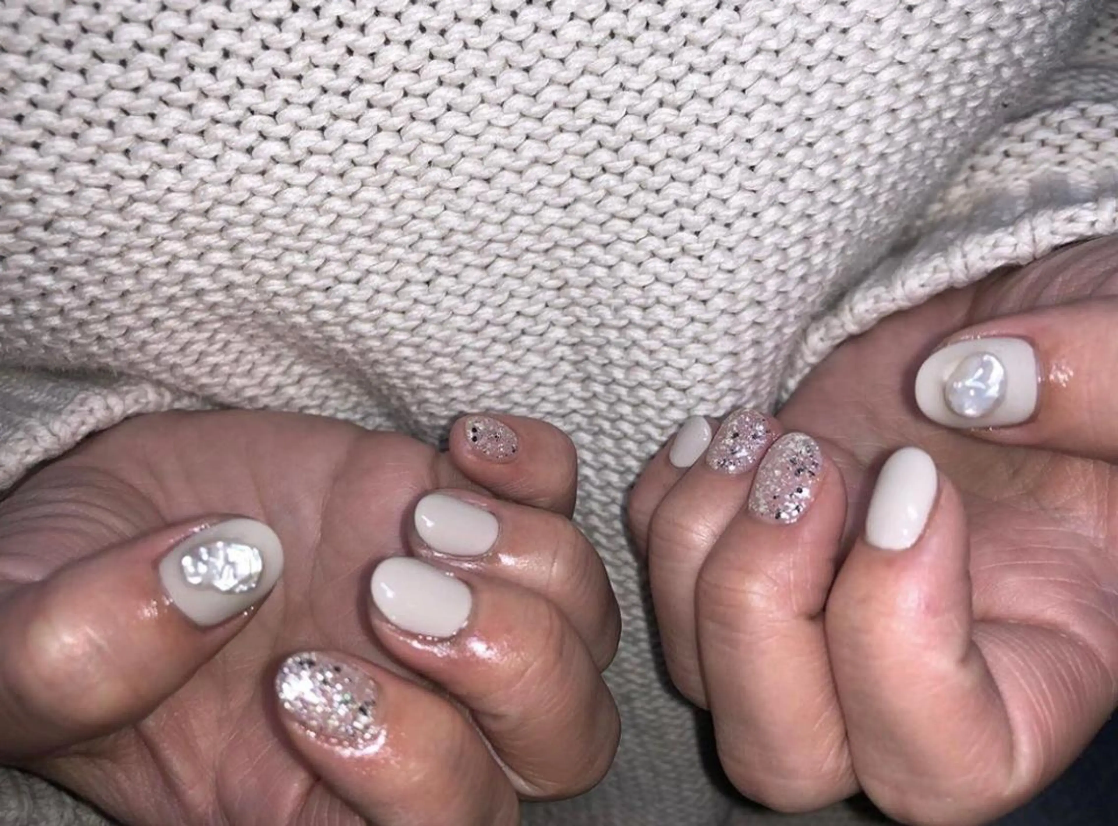 ネイル ラメ(グリッター) ☽ ☾のネイルデザイン