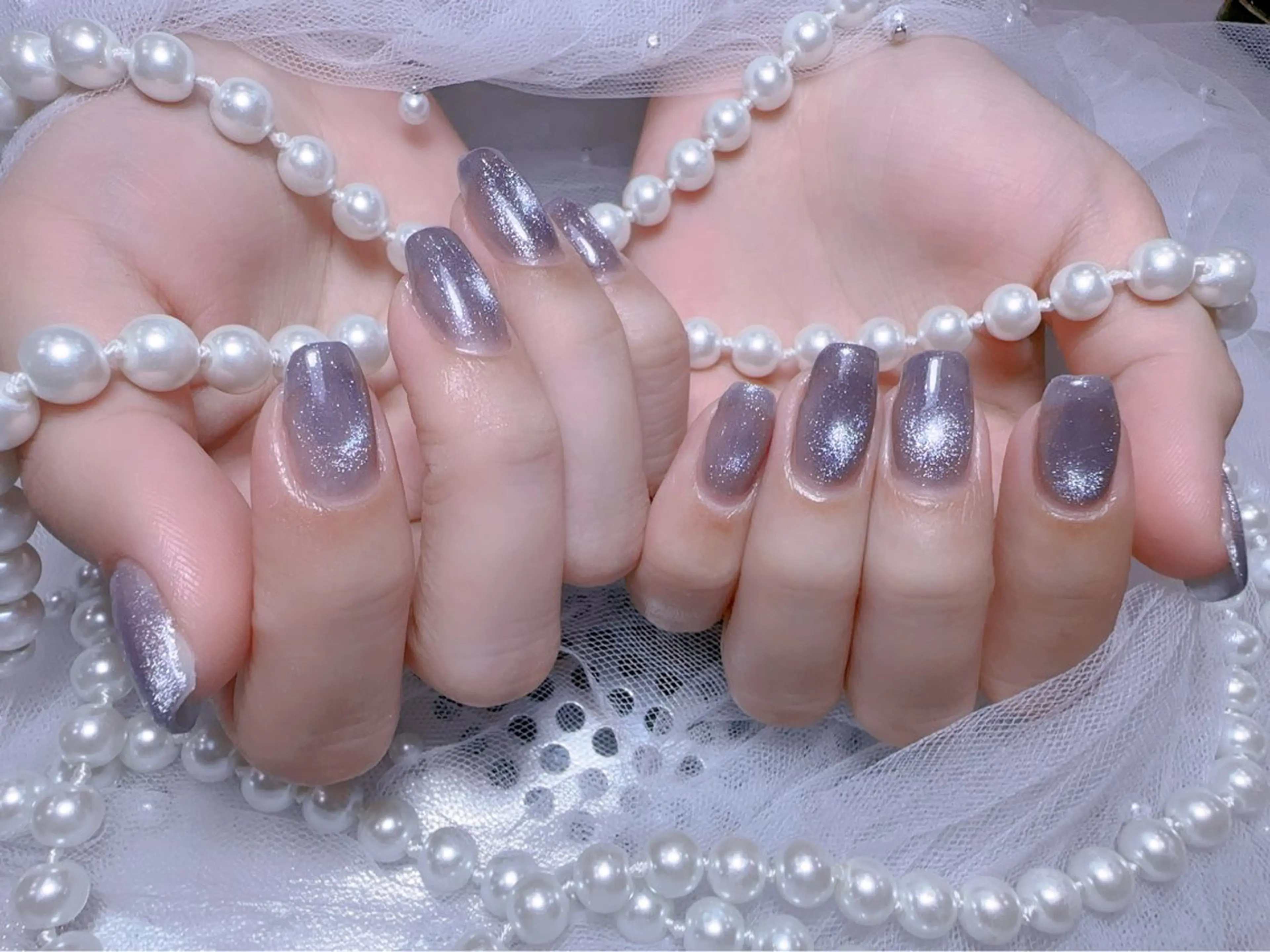 ネイル アートネイル フラッシュネイル フレンチネイル ガラスフレンチ グラデーション ハンドネイル You&Me Miyuのネイルデザイン