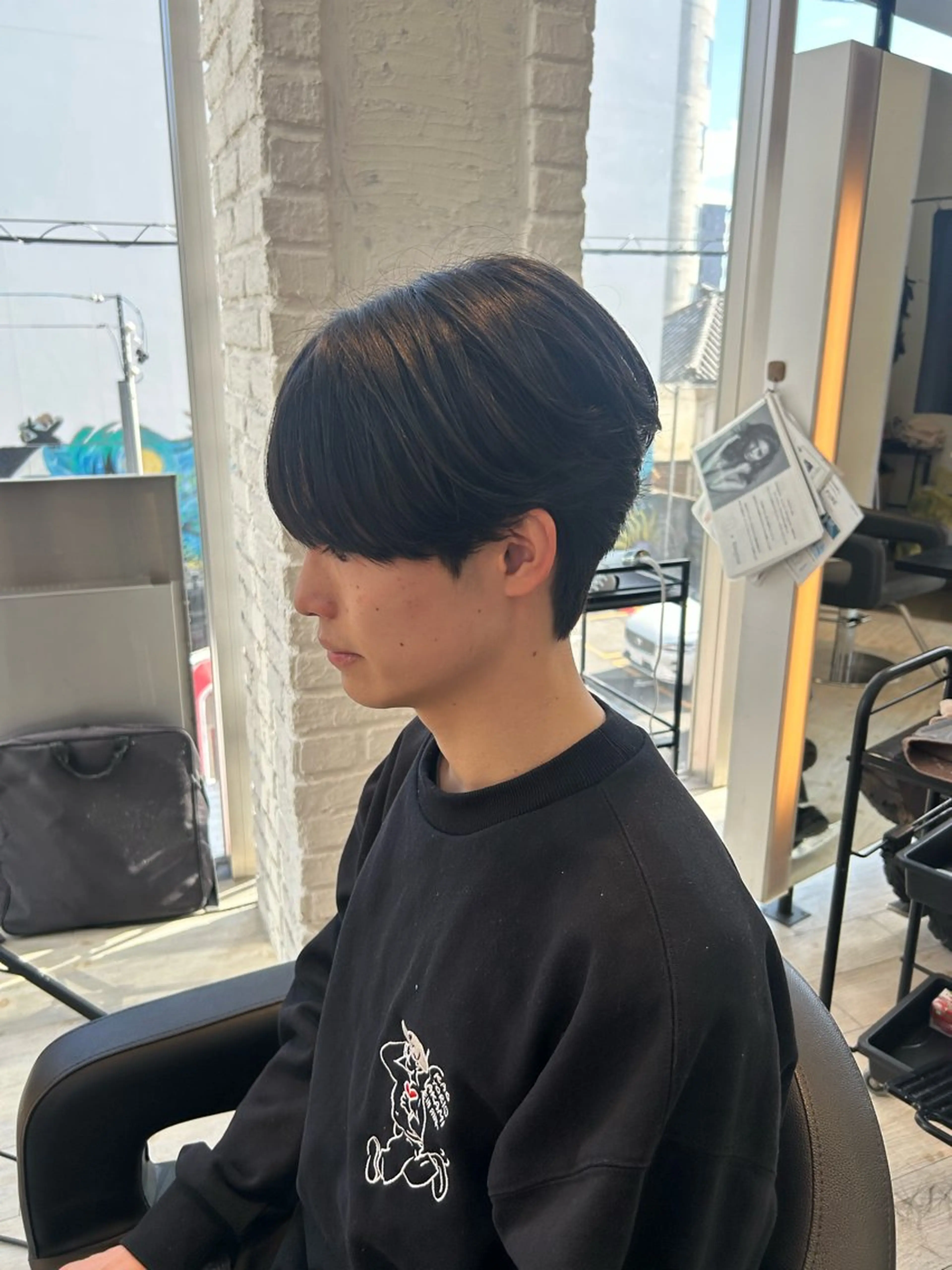 メンズ マッシュ シースルーマッシュ カット 有働由良／ハイトーン ／韓国メンズヘアのヘアスタイル