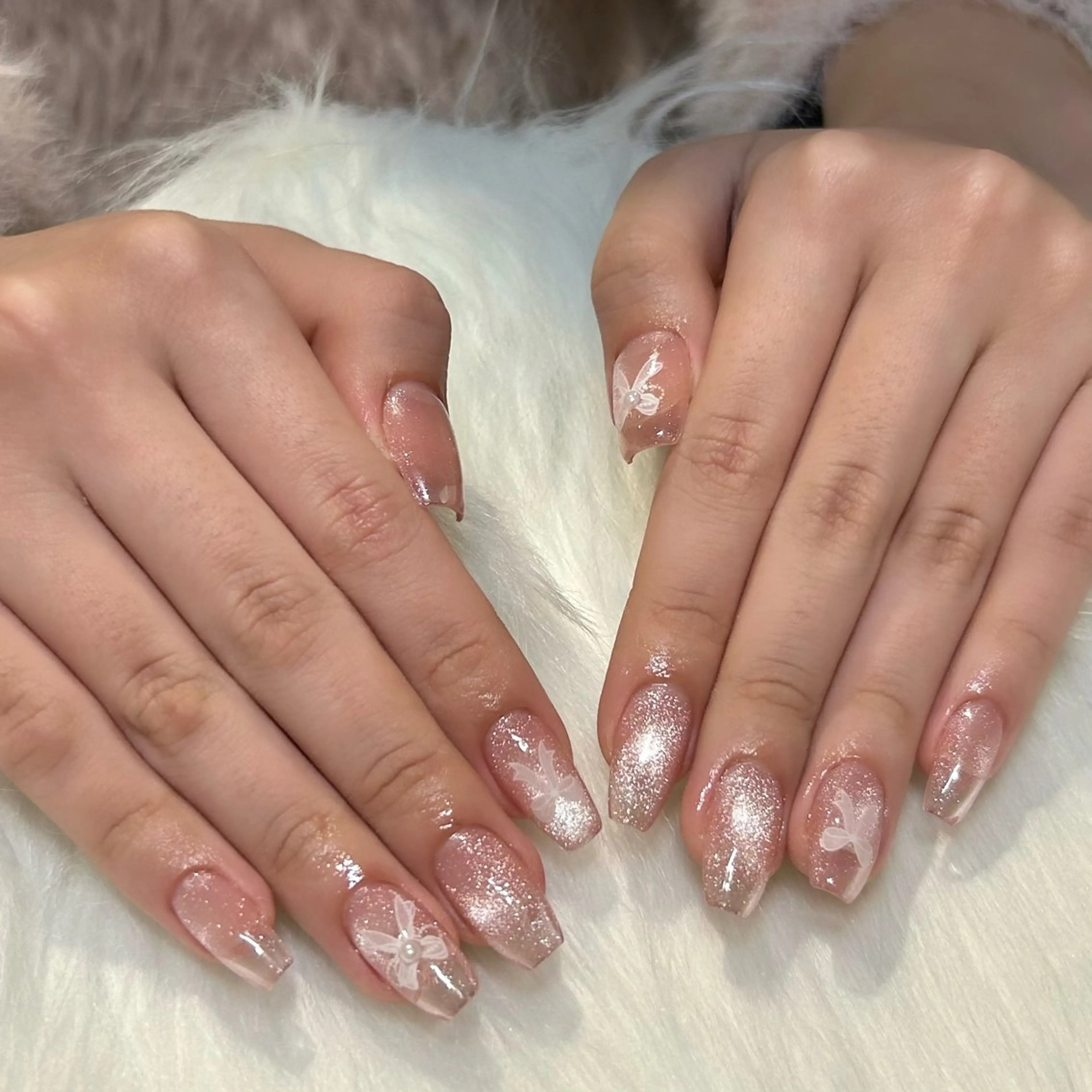 ネイル フラッシュネイル マグネットネイル ワンカラーネイル リボン ハンドネイル RIN 🍀のネイルデザイン