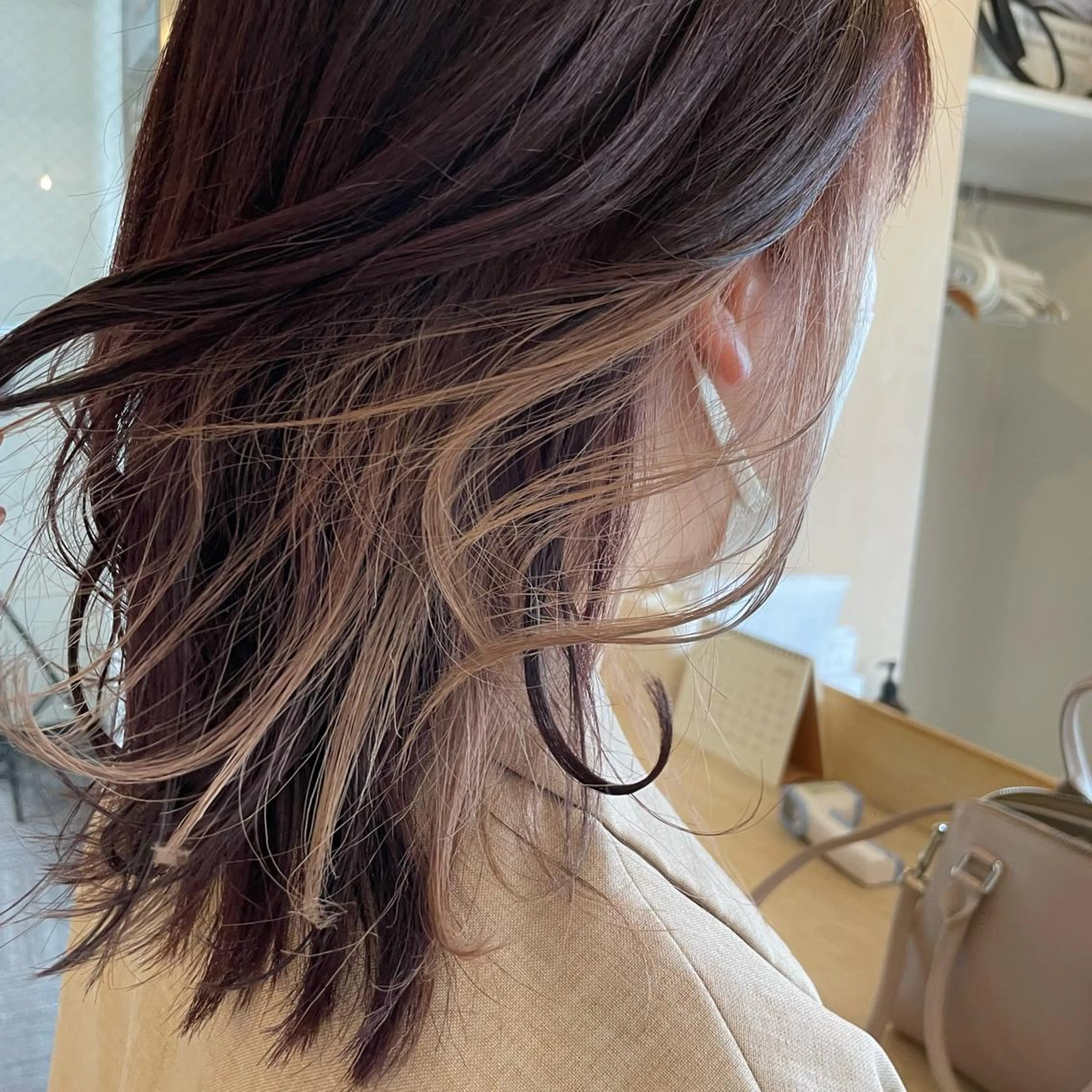 ミディアム カラー インナーカラー カット ヘアカラー ボブウルフ/ボブ Satsuki【名駅のヘアスタイル