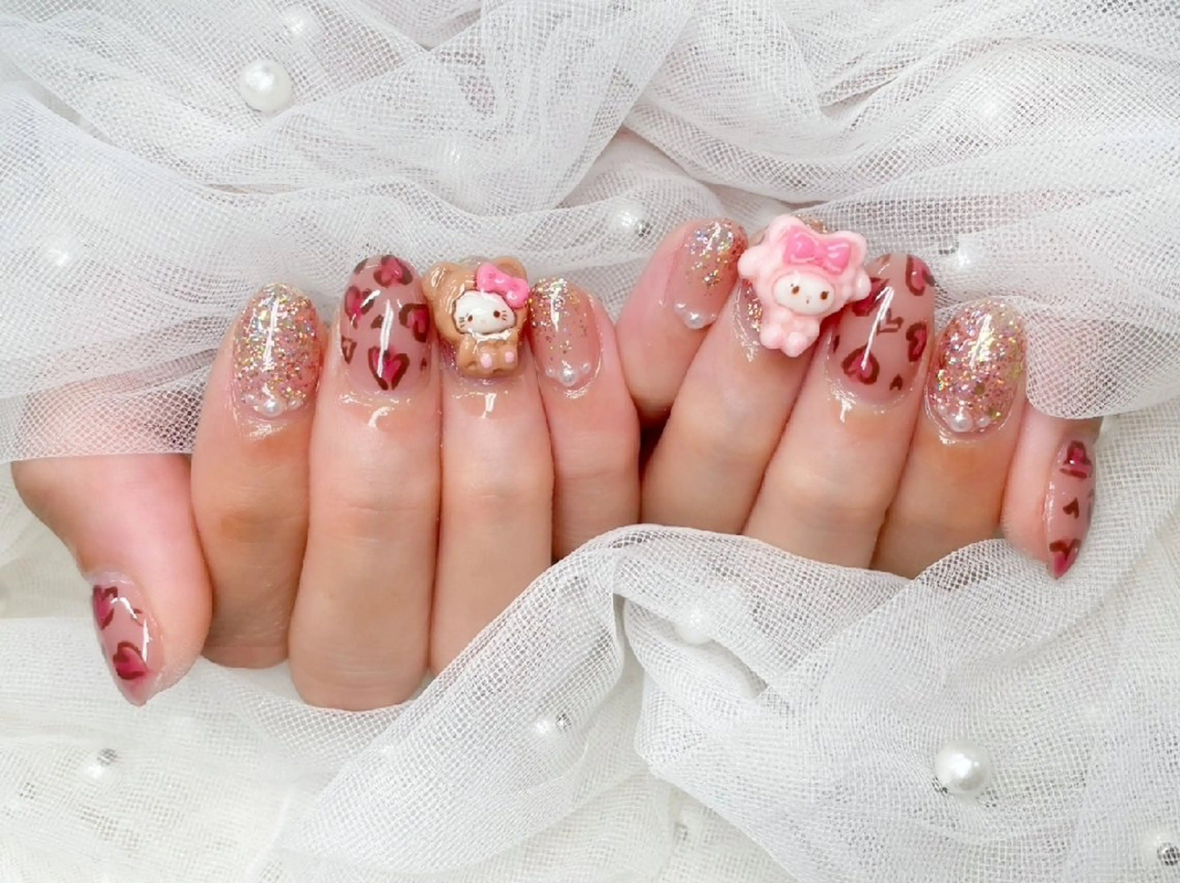 ネイル 長さ出し フラッシュネイル フレンチネイル ジェルネイル キラキラネイル Chouette Nailのネイルデザイン