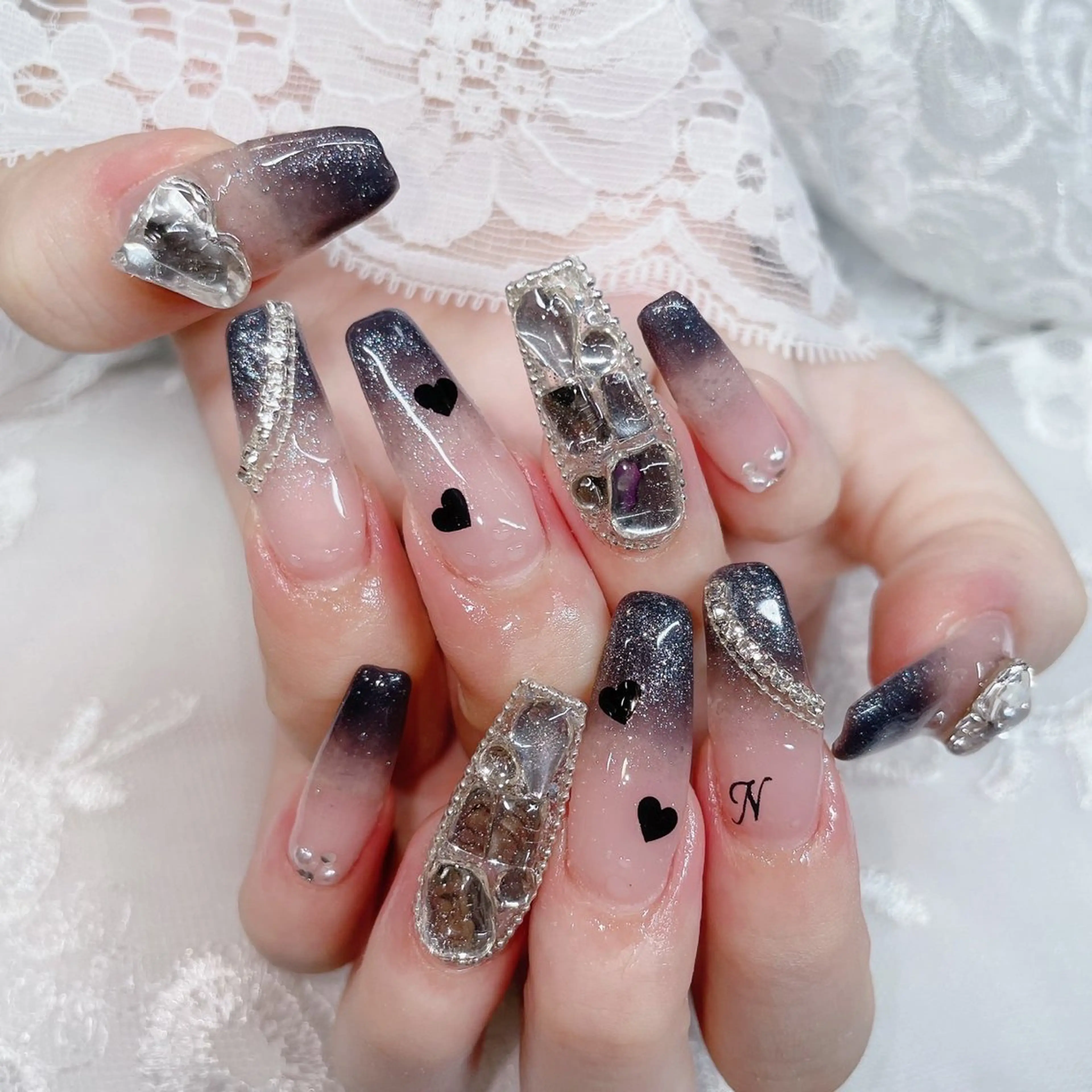 ロング ハンドネイル ハンドケア 💜MIYA nail川崎店のネイルデザイン