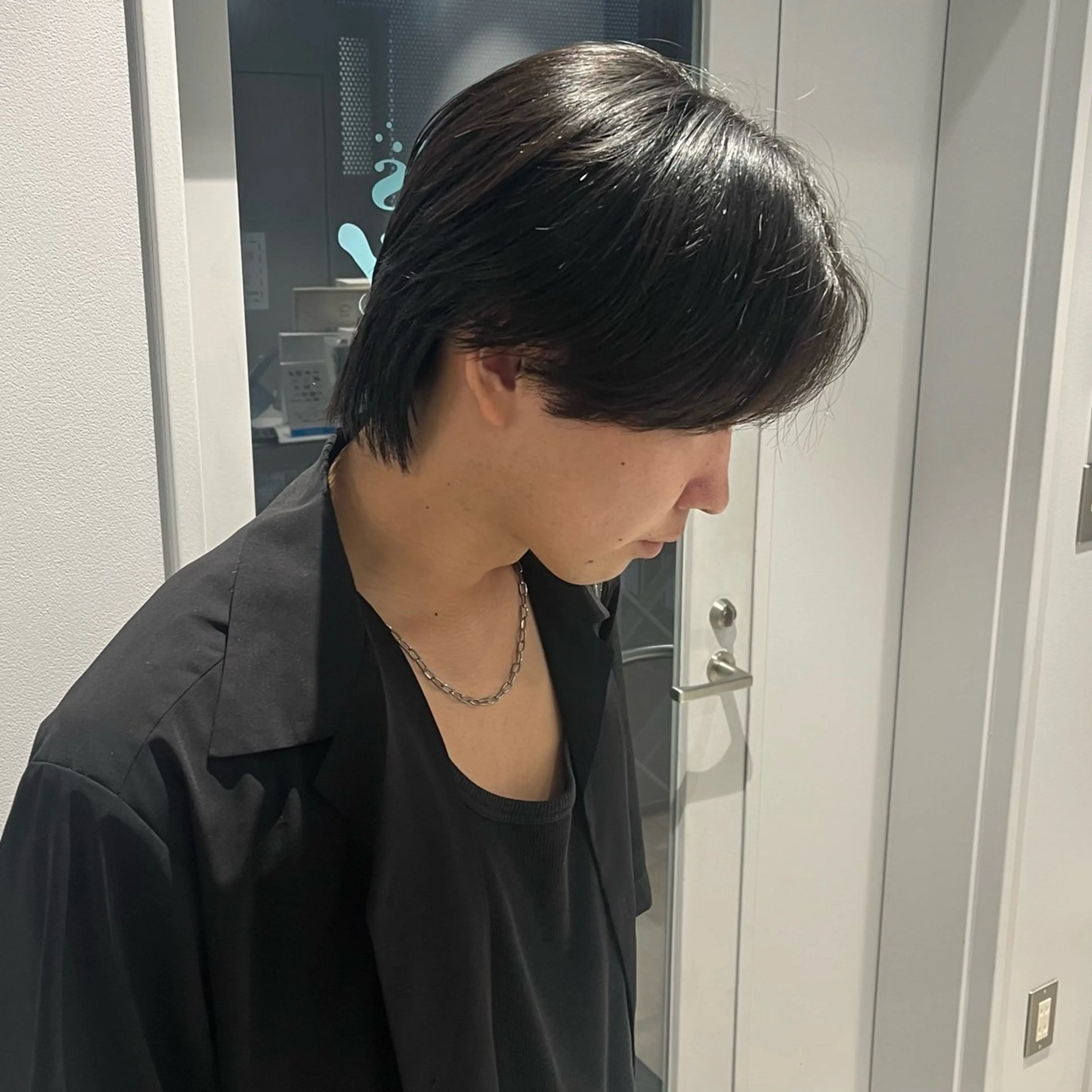 ミディアム メンズ センターパート メンズウルフカット ウルフカット 無料カットモデル ユナのヘアスタイル