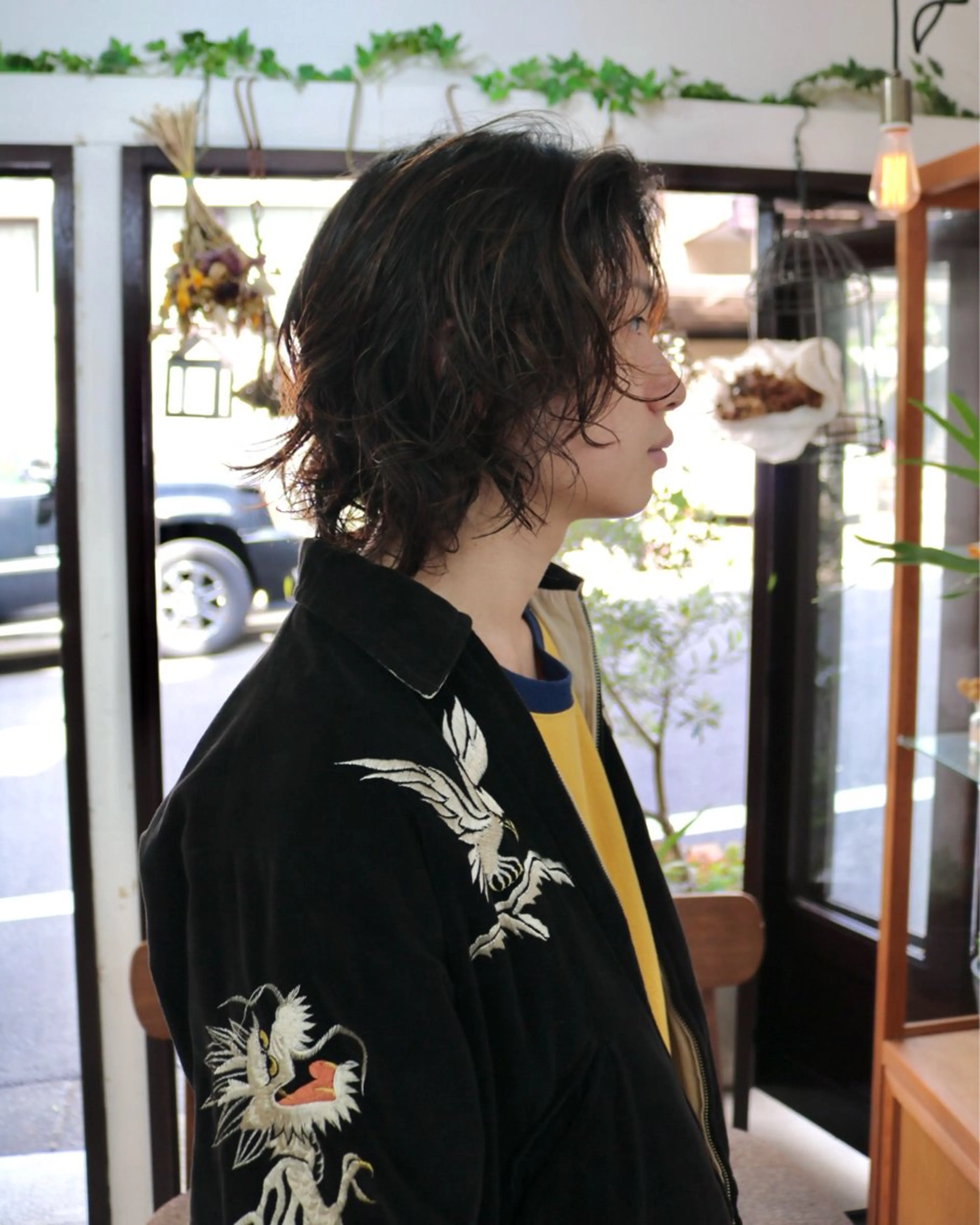 ミディアム パーマ メンズ 木村陸弥 似合わせ 透明感カラー🌿のヘアスタイル