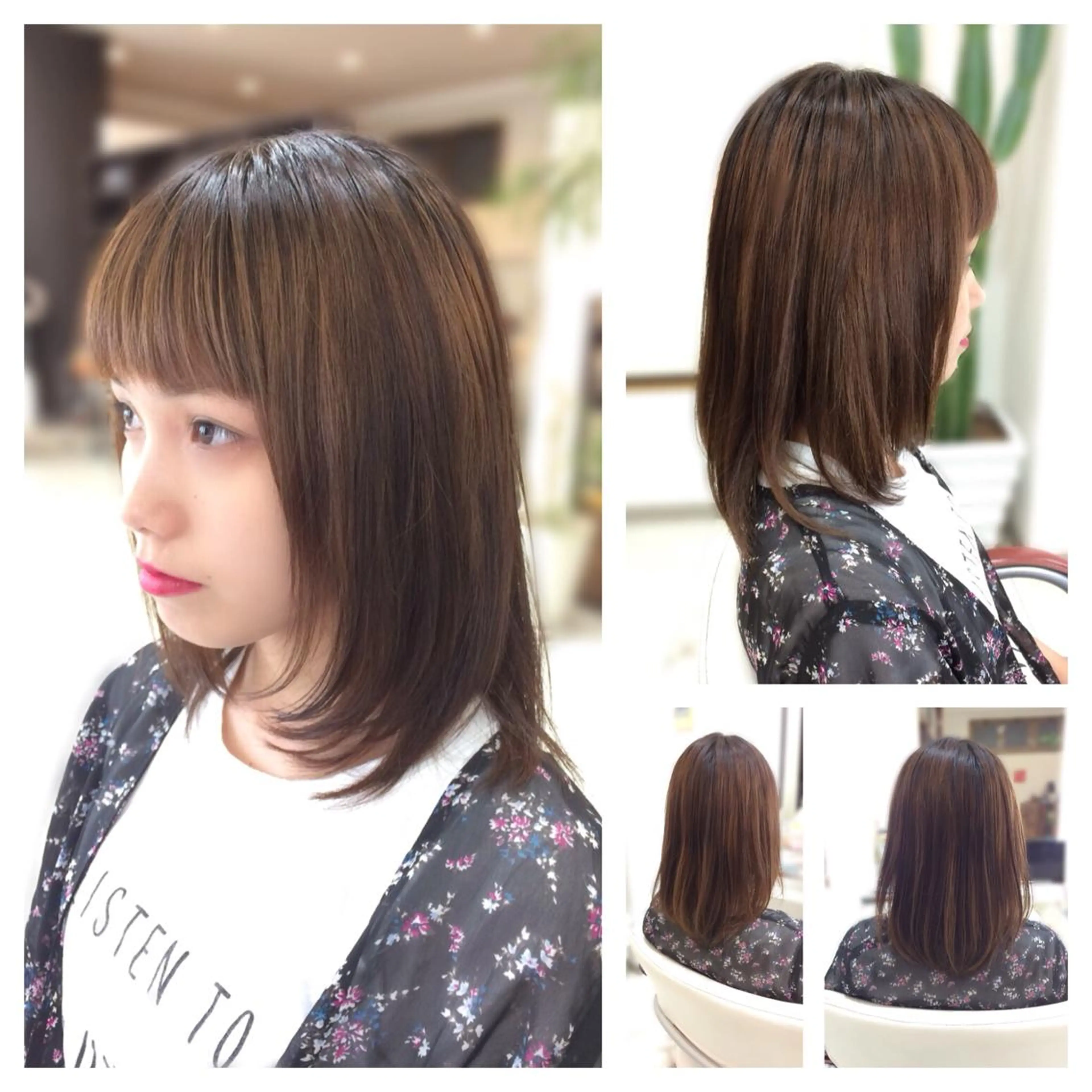 セミロング 顔まわりレイヤー レイヤーカット カット トリートメント ヘッドスパ Hair VERDEのヘアスタイル