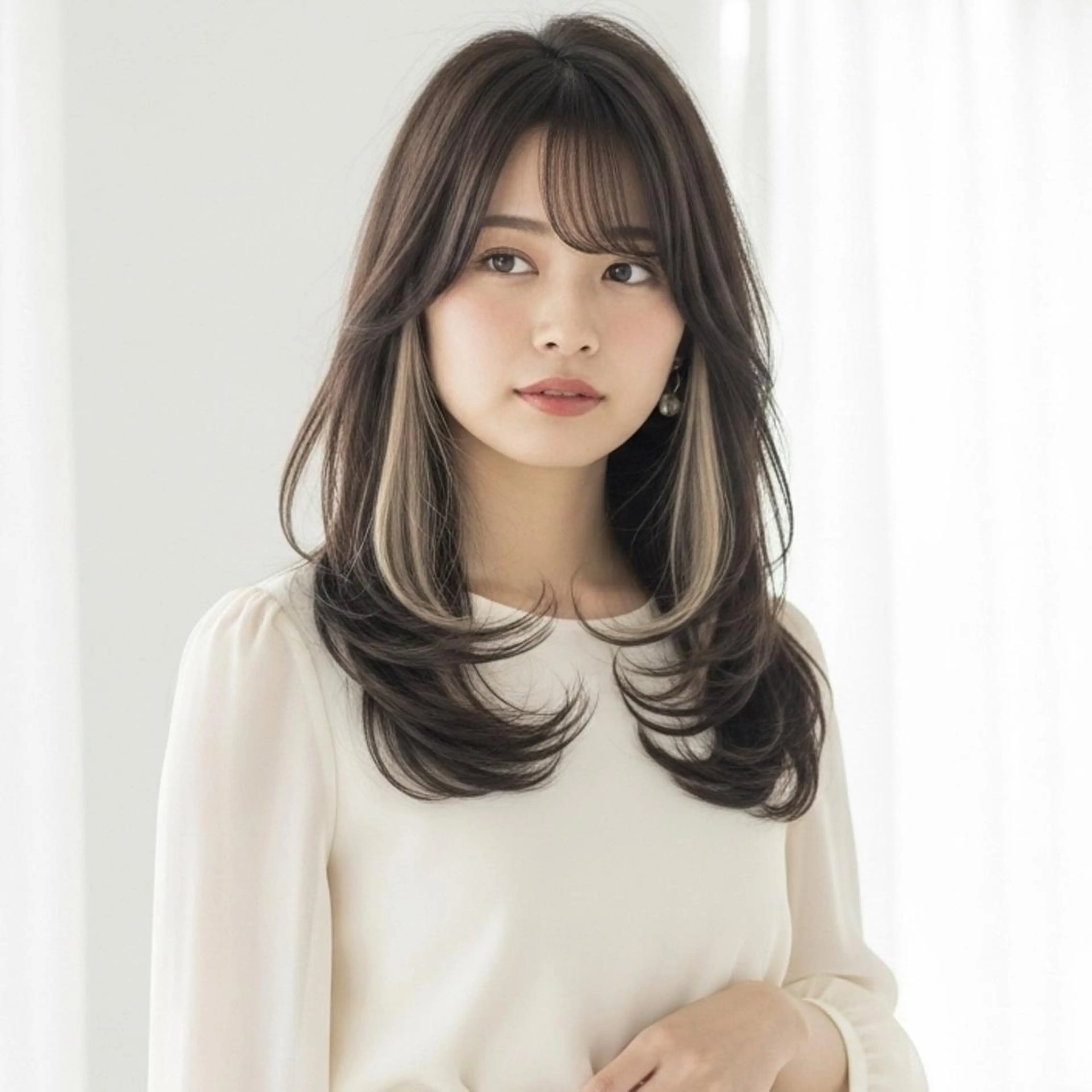 ロング カラー ベージュカラー 透明感カラー インナーカラー ハイレイヤー レイヤーカット カット ヘアカラー トリートメント Halo/長居美容室 似合わせカット/ロキのヘアスタイル