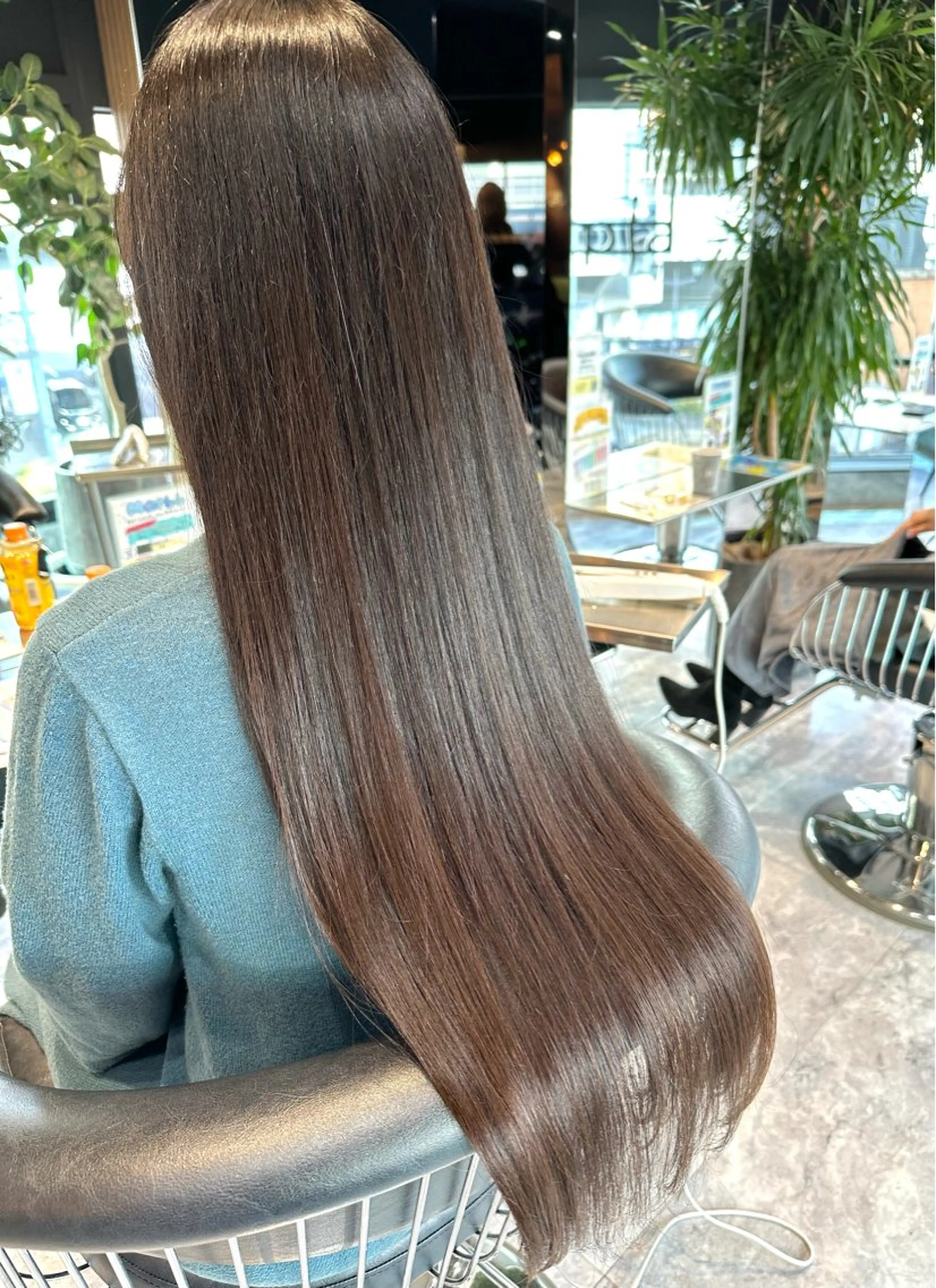 ロング カラー ケアカラー トリートメント 酸性ストレート 酸熱トリートメント ヘアカラー 縮毛矯正 トリートメント 美髪矯正/酸性ストレ ート/艶カラー/堅田のヘアスタイル