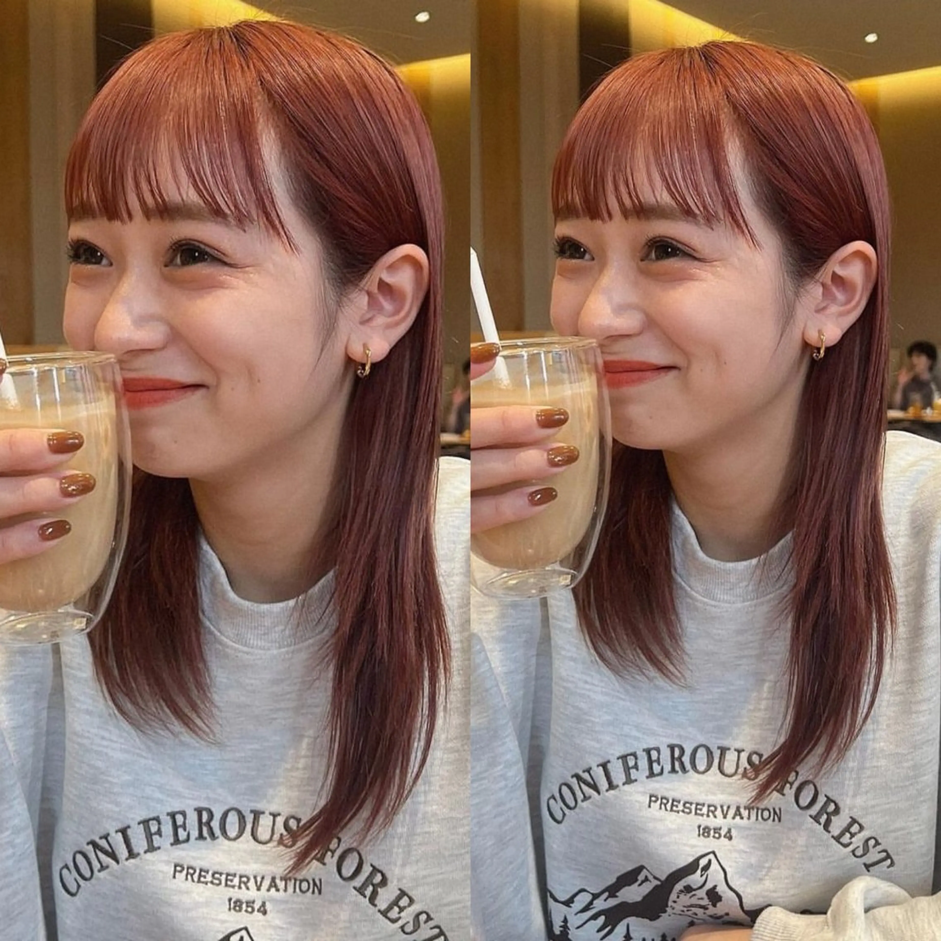 ミディアム カラー 山崎/ボブ縮毛矯正 レイヤー髪質改善のヘアスタイル