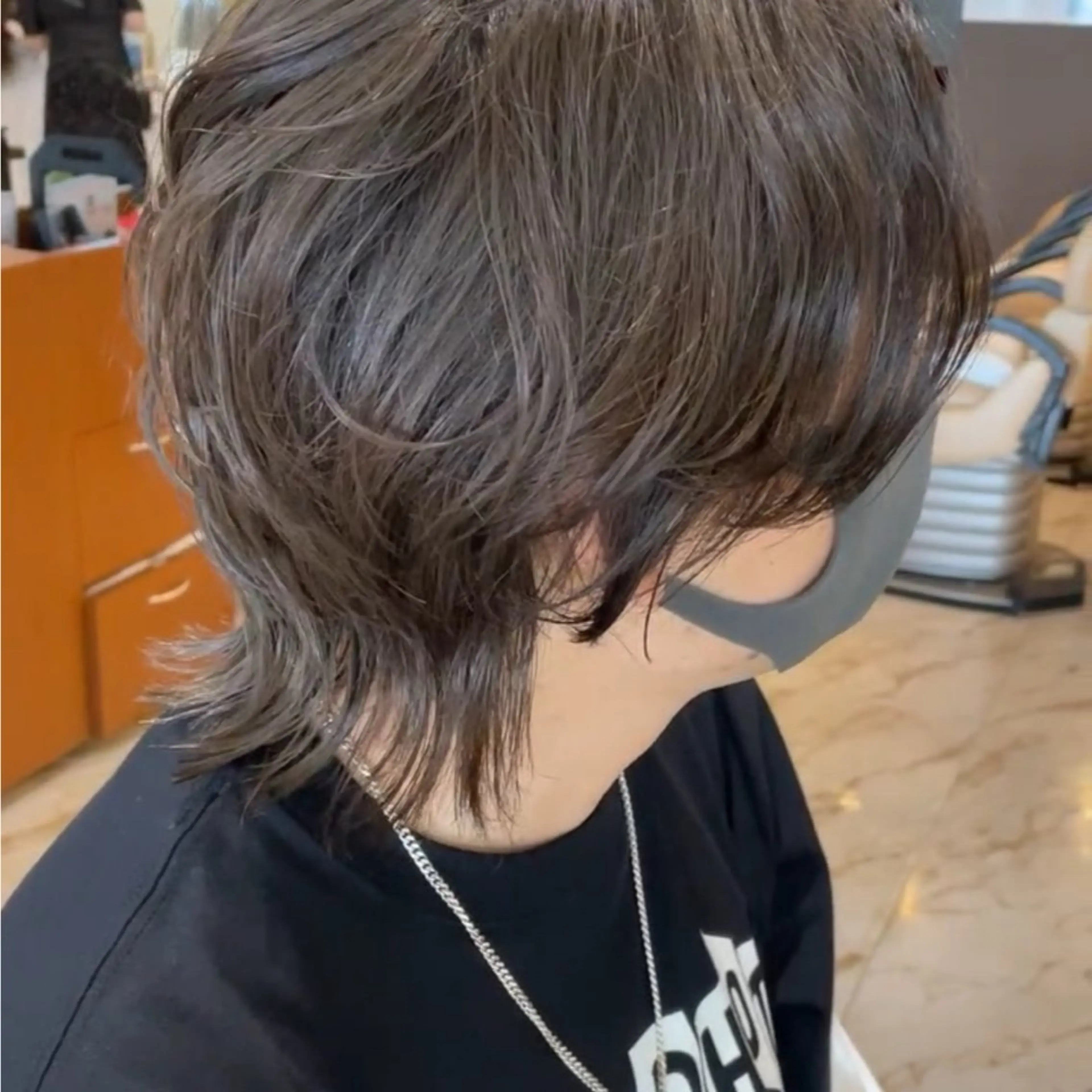 ミディアム パーマ メンズ ミディアムパーマ メンズパーマ メンズウルフカット ウルフカット ニュアンスパーマ カット パーマ QUENCH hair design所属・Kinoshita Akieのヘアスタイル