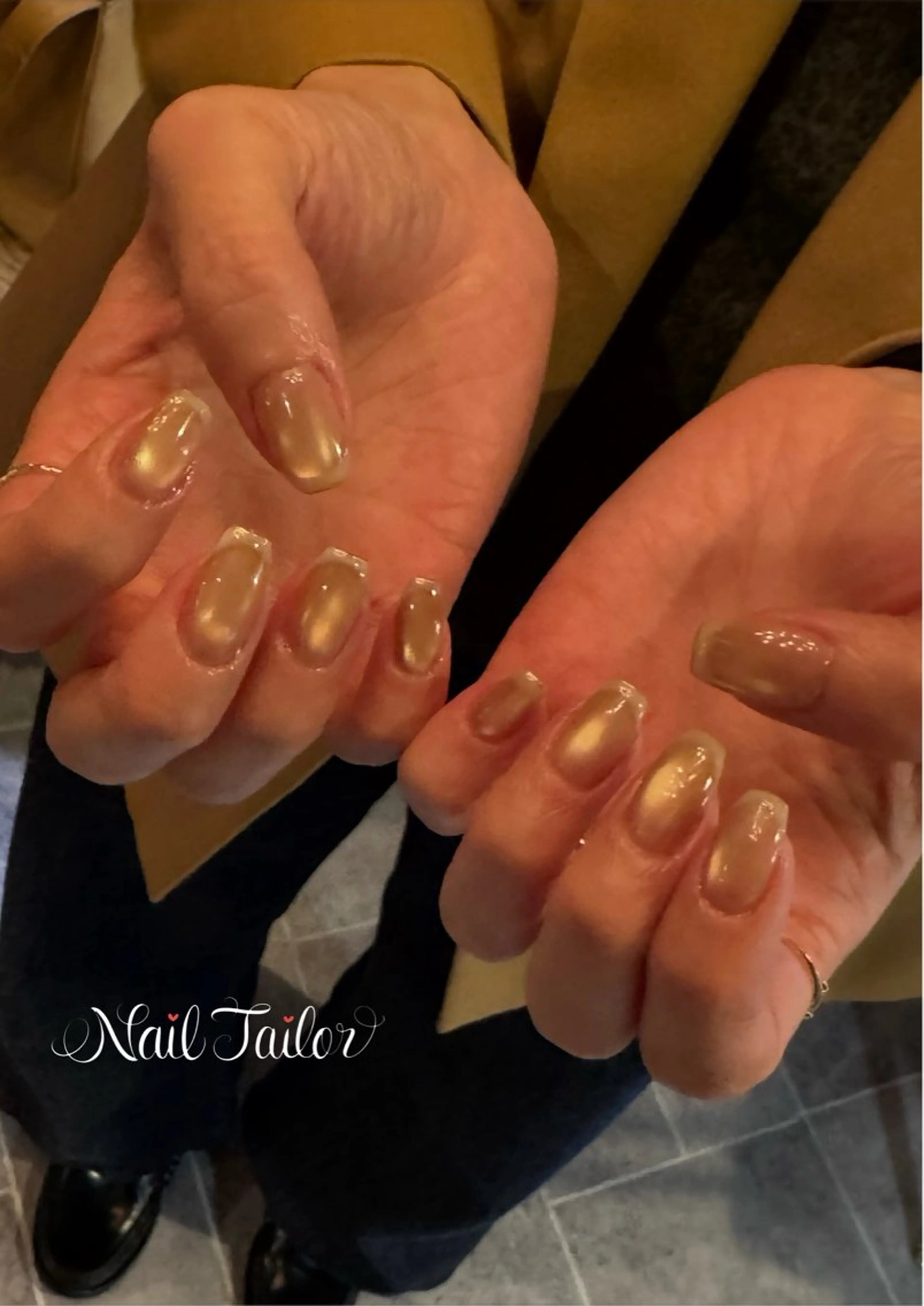 ネイル フレンチネイル ゴールド マグネットネイル マグネットフレンチ ハンドネイル 〜Nail Tailor〜　ネイルテイラー所属・NailTailor ネイルテイラーのネイルデザイン