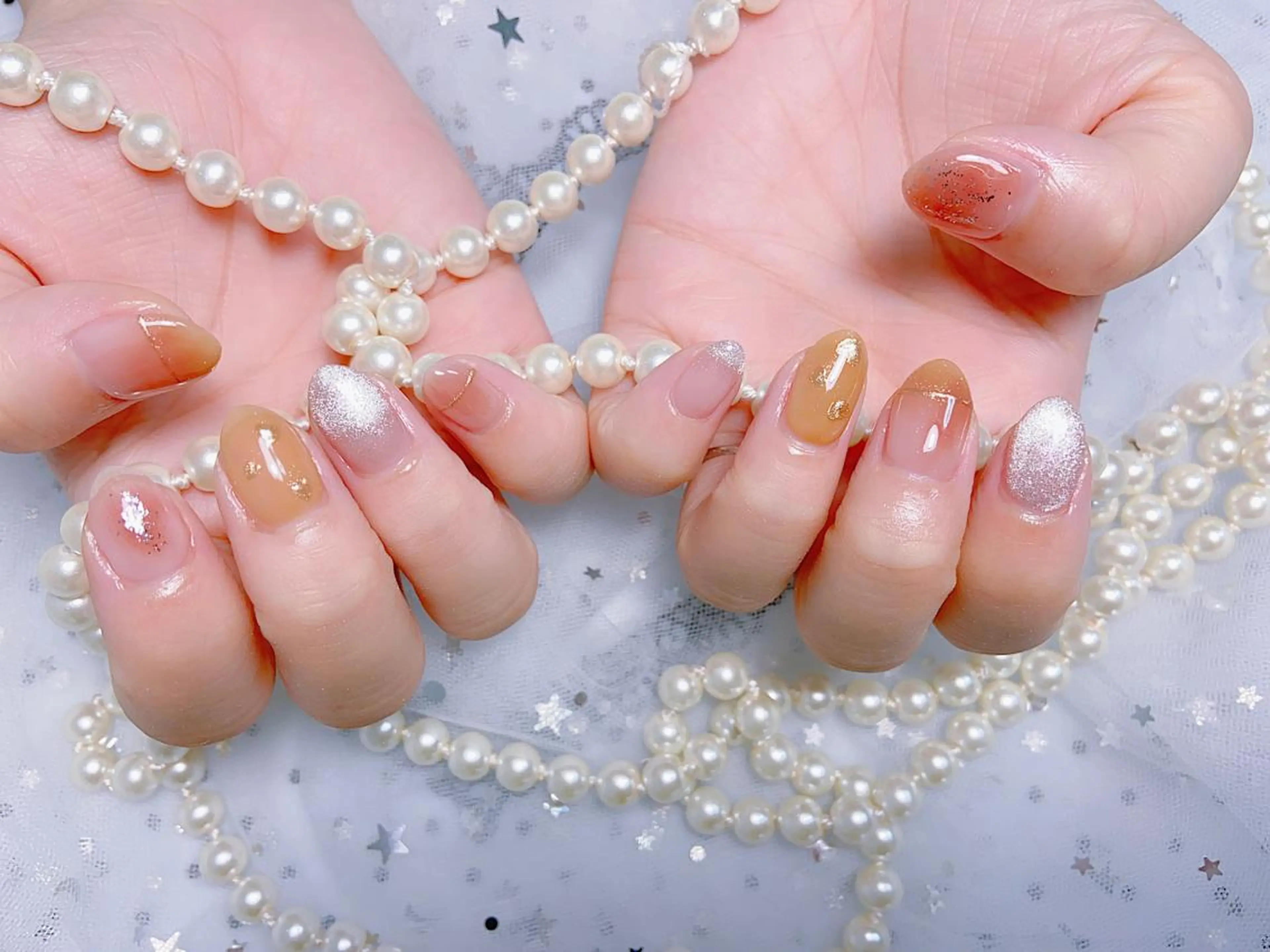 ネイル オーロラネイル チークネイル 長さ出し フレンチネイル ジェルネイル MUSES  NAIL  SALON所属・MUSES ネイルのネイルデザイン