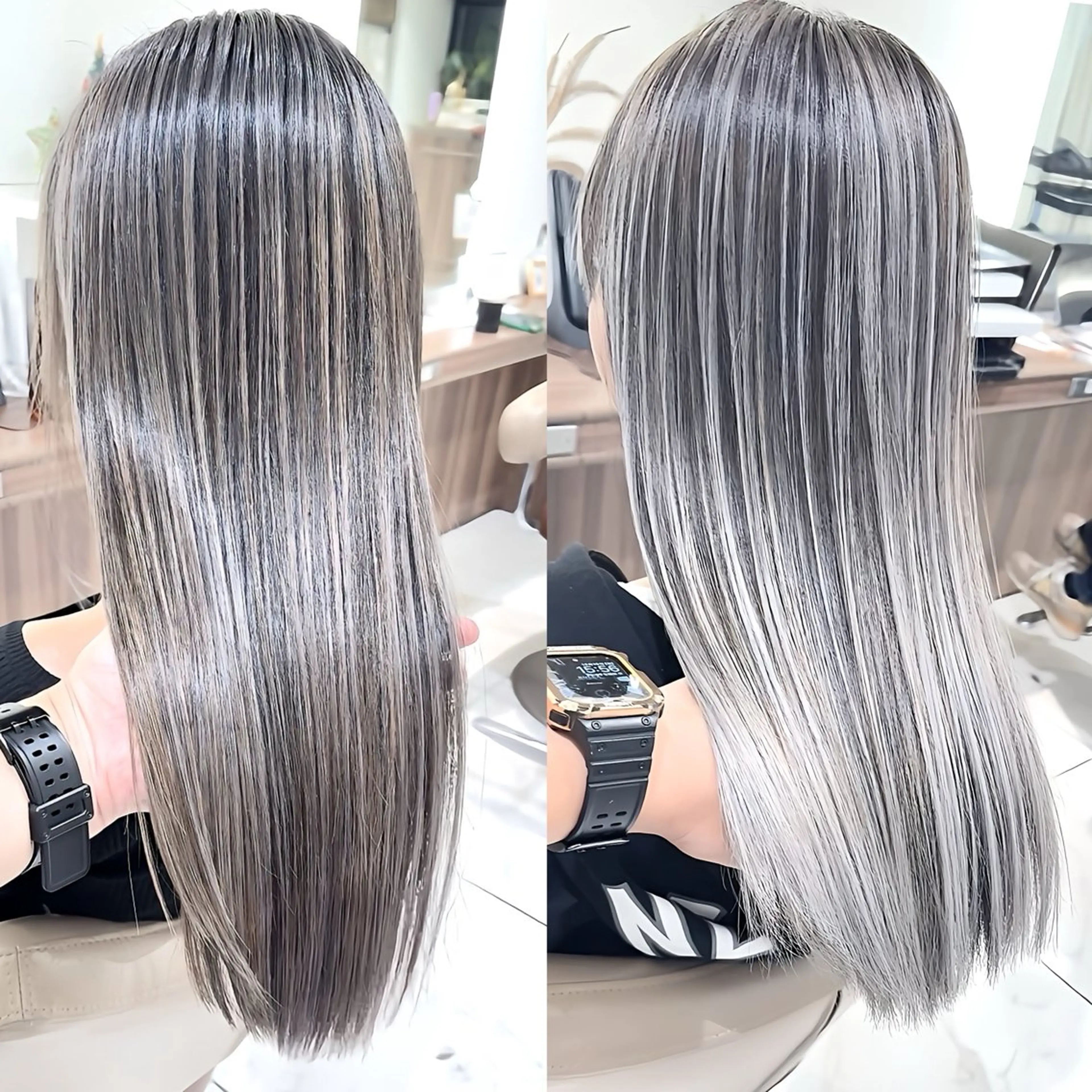 セミロング カラー バレイヤージュ 髪質改善 レイヤーカット カット ヘアカラー トリートメント 山崎俊輔/髪質改善 /バレイヤージュのヘアスタイル