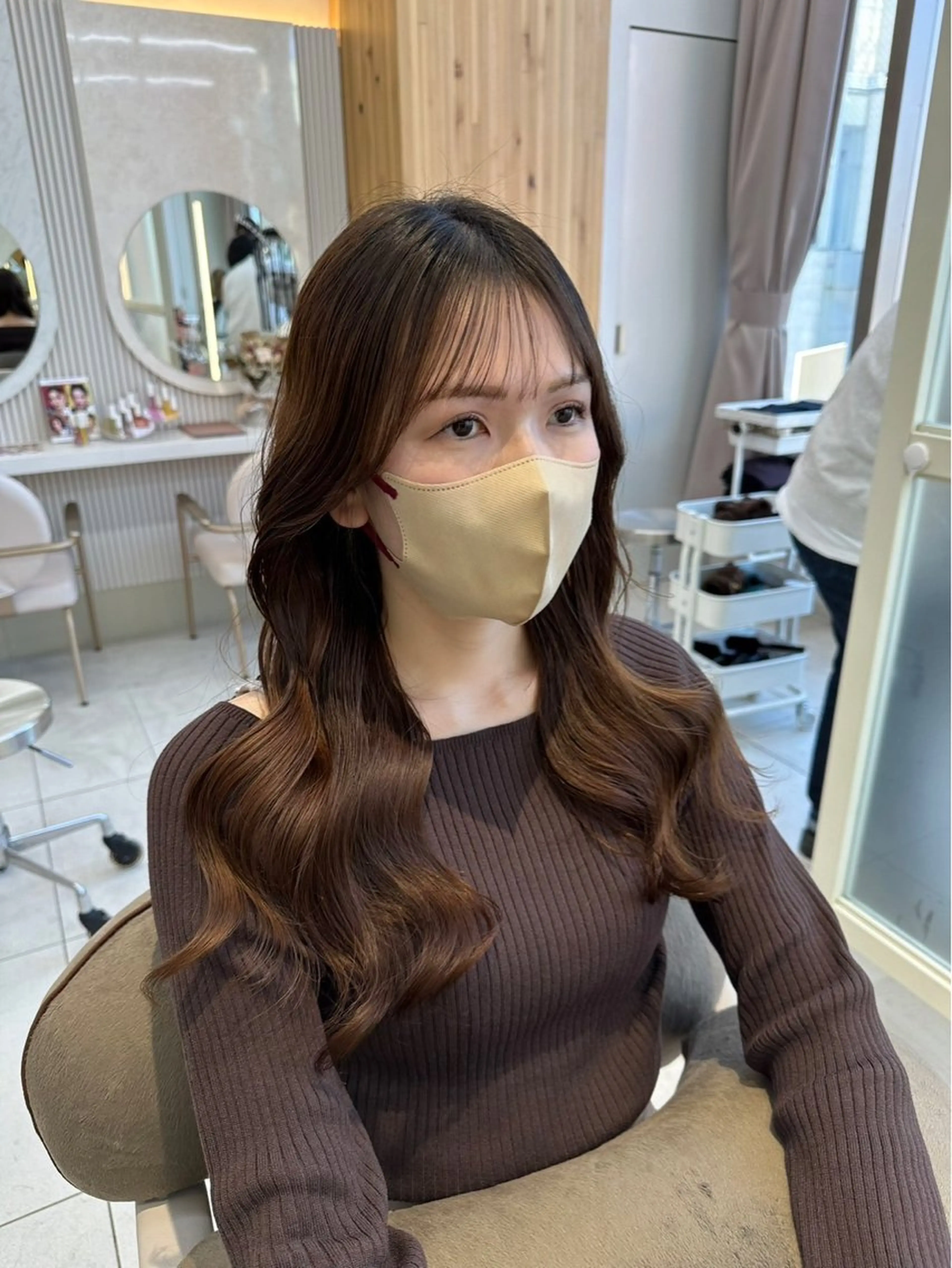 セミロング パーマ 顔周り/透明感カラー /韓国ヘア/TAKUのヘアスタイル