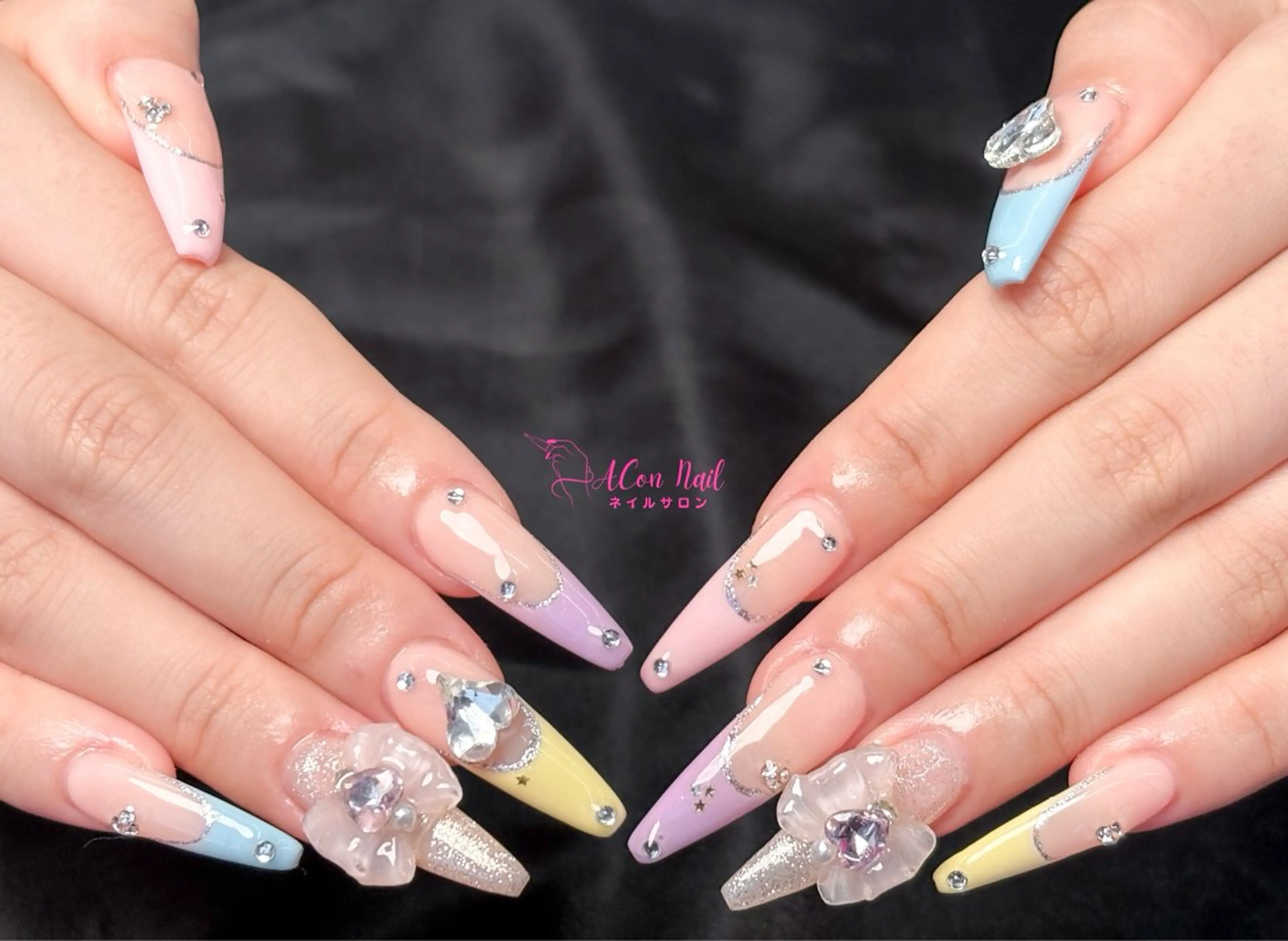 ネイル 桜ネイル 長さ出し フラワーネイル フレンチネイル ジェルネイル ハンドネイル AConNailSalon所属・ACon NailSalonのネイルデザイン