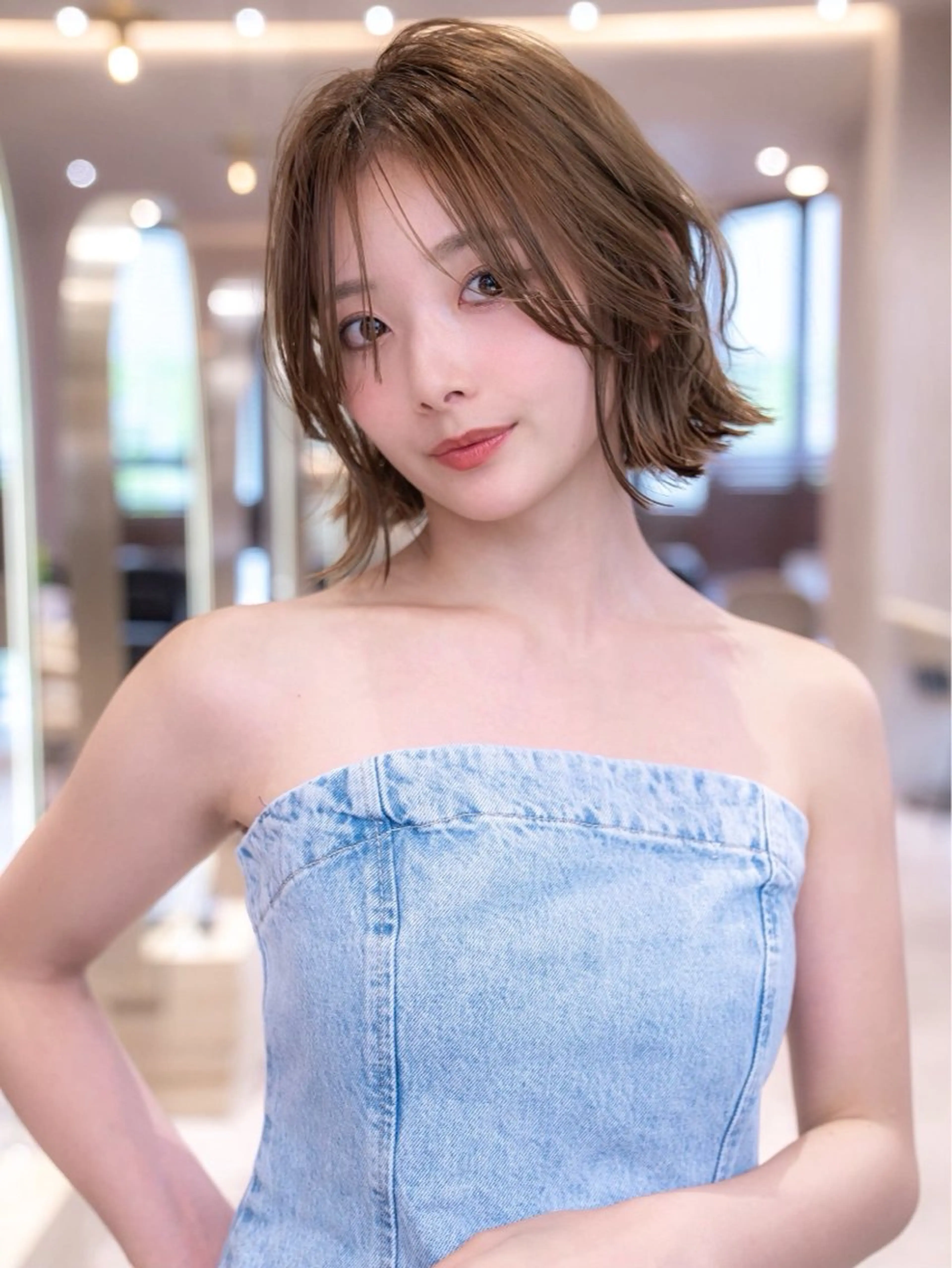 ミディアム カラー カット ヘアカラー トリートメント 渋谷/レイヤーボブ・ 韓国ボブ特化/楓のヘアスタイル