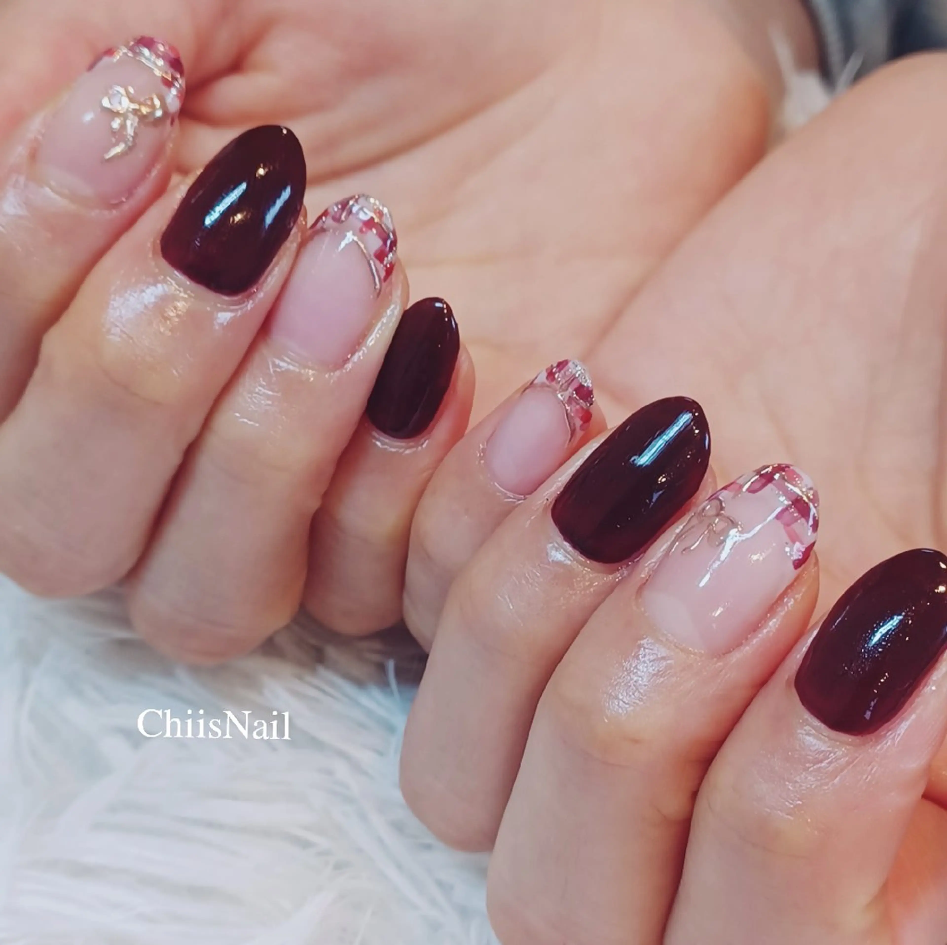ネイル リボン ハンドネイル ChiisNail ﾁｨｽﾞﾈｲﾙのネイルデザイン