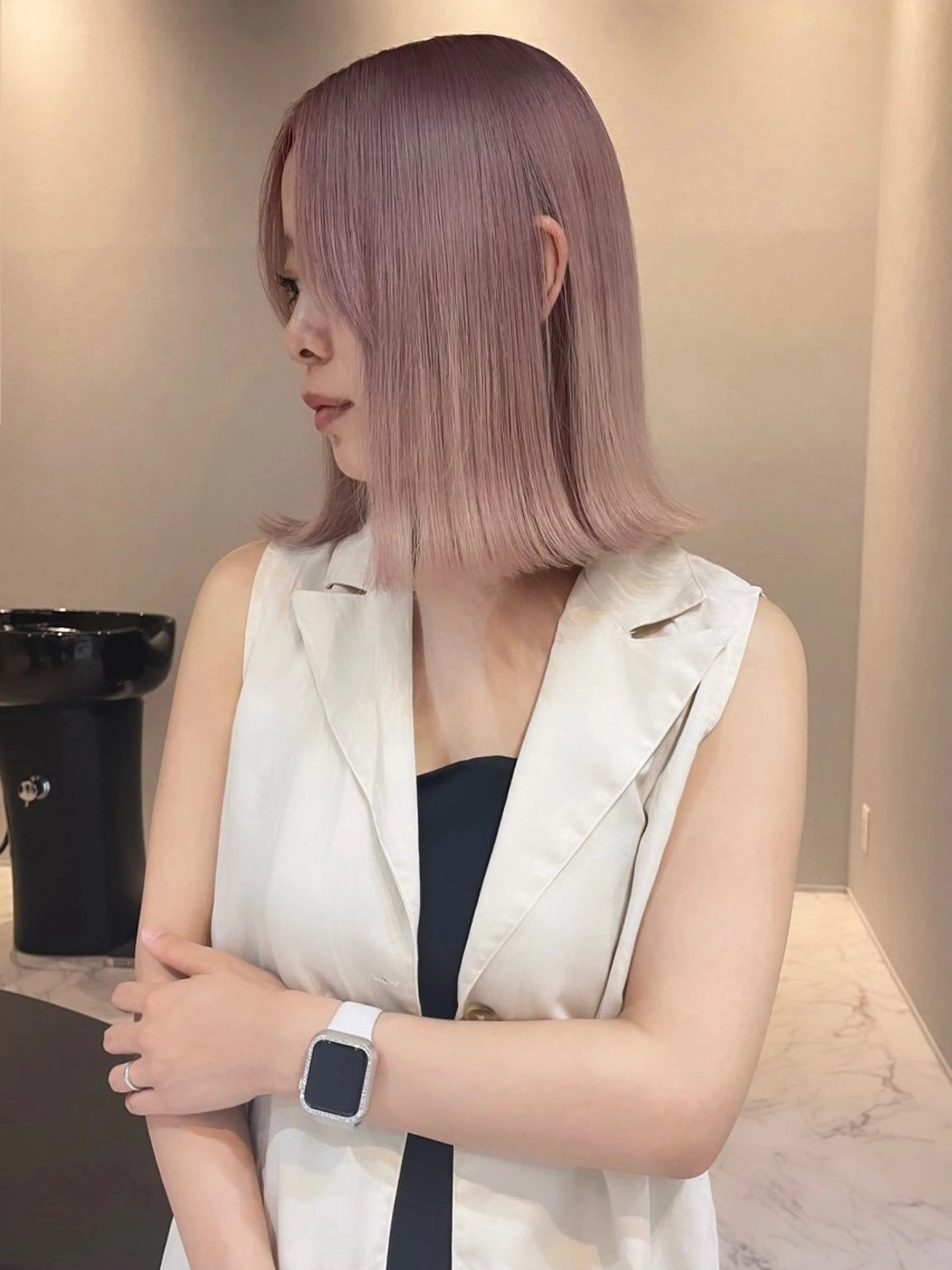 ミディアム カラー ヘアアレンジ バレイヤージュ デザインカラー ハイライトカラー 外国人風カラー ハイライト カット ヘアカラー トリートメント アンドウ ユウ/ レイヤーカット/韓国のヘアスタイル