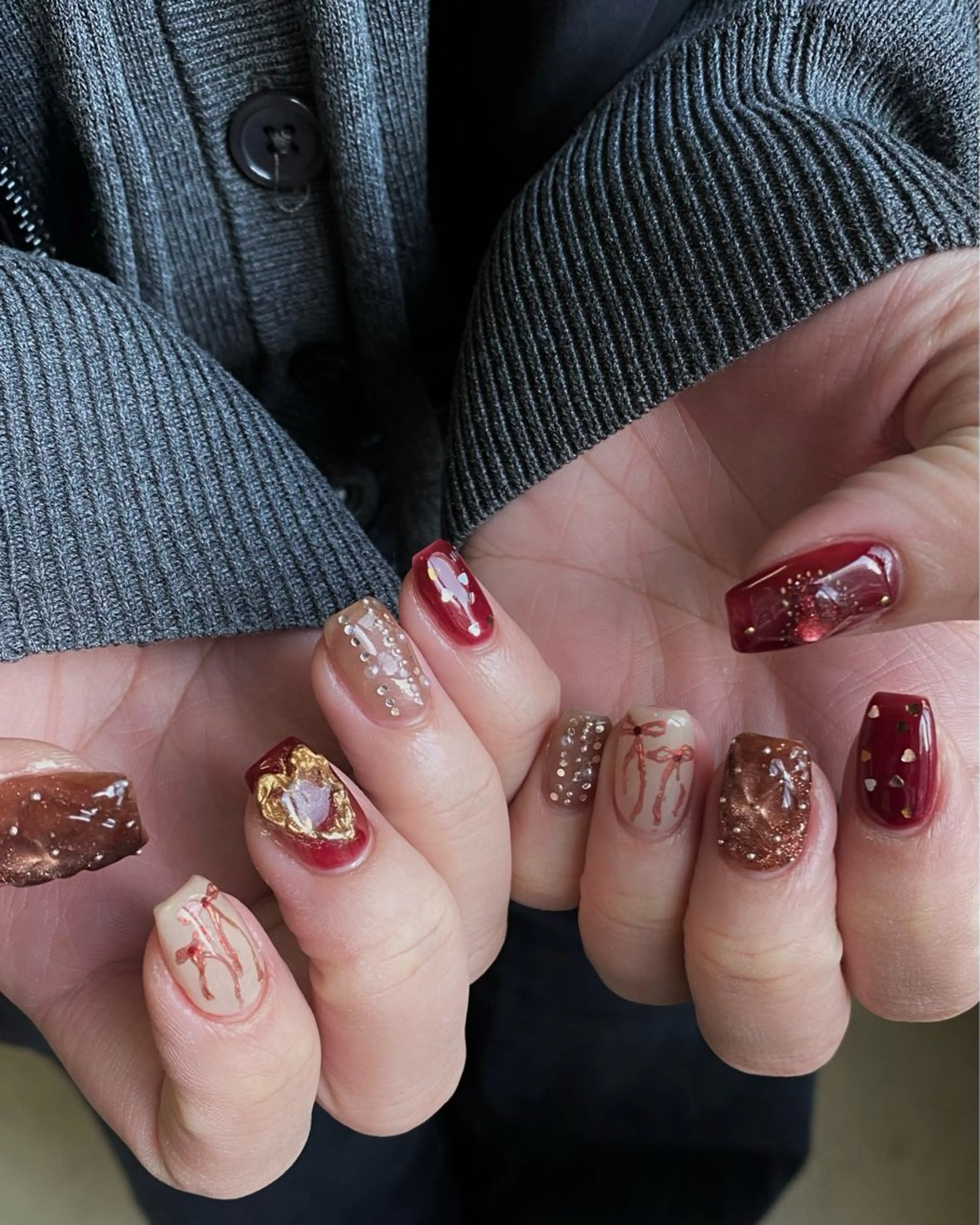 ネイル 成人式 フラッシュネイル フレンチネイル ジェルネイル マグネットネイル ハンドネイル 草加ニュアンスネイル 🌚hersのネイルデザイン