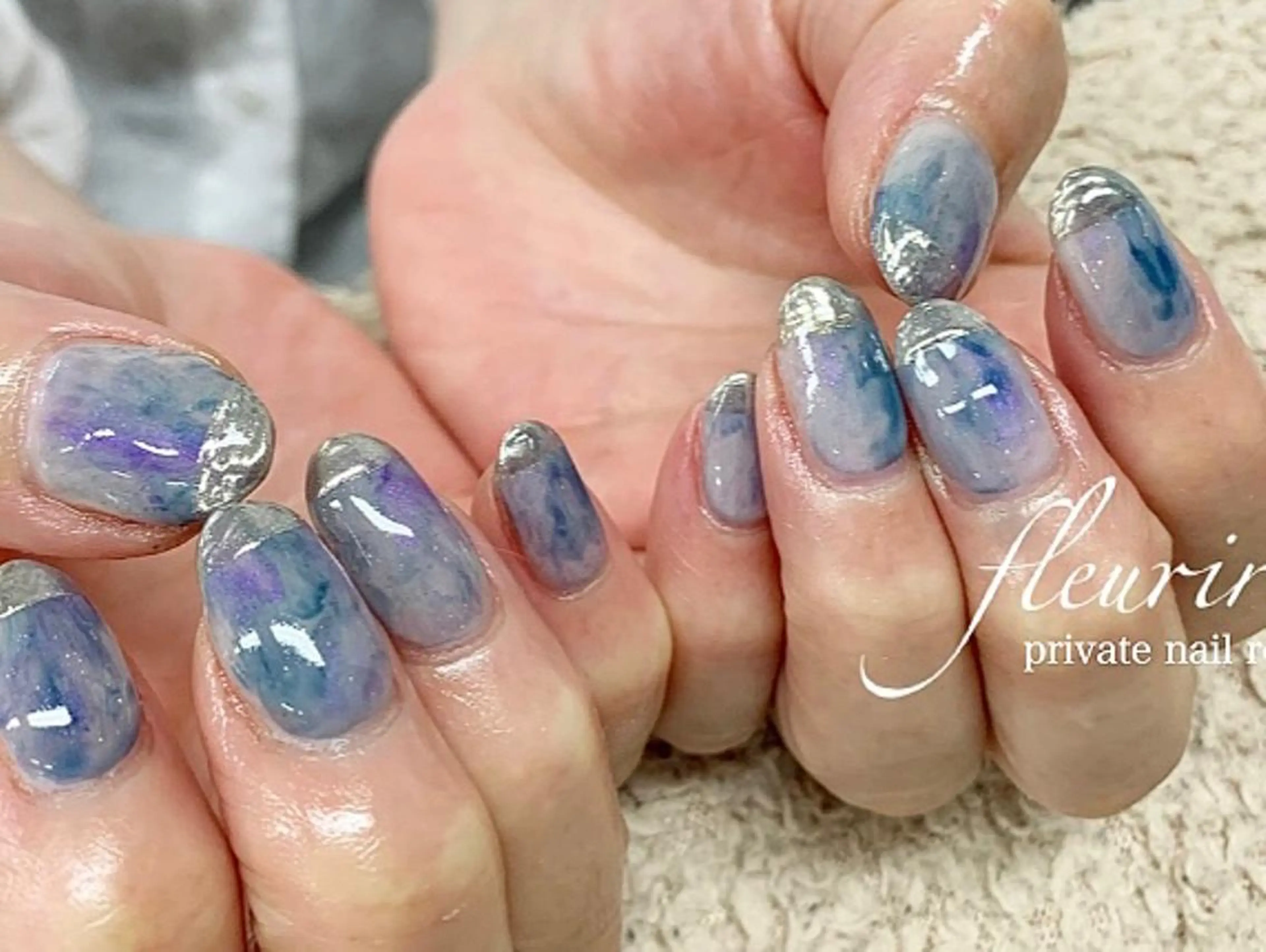 ネイル 長さ出し フレンチネイル ジェルネイル ハードジェル ラメ(グリッター) フルリール 【プライベートサロンのネイルデザイン