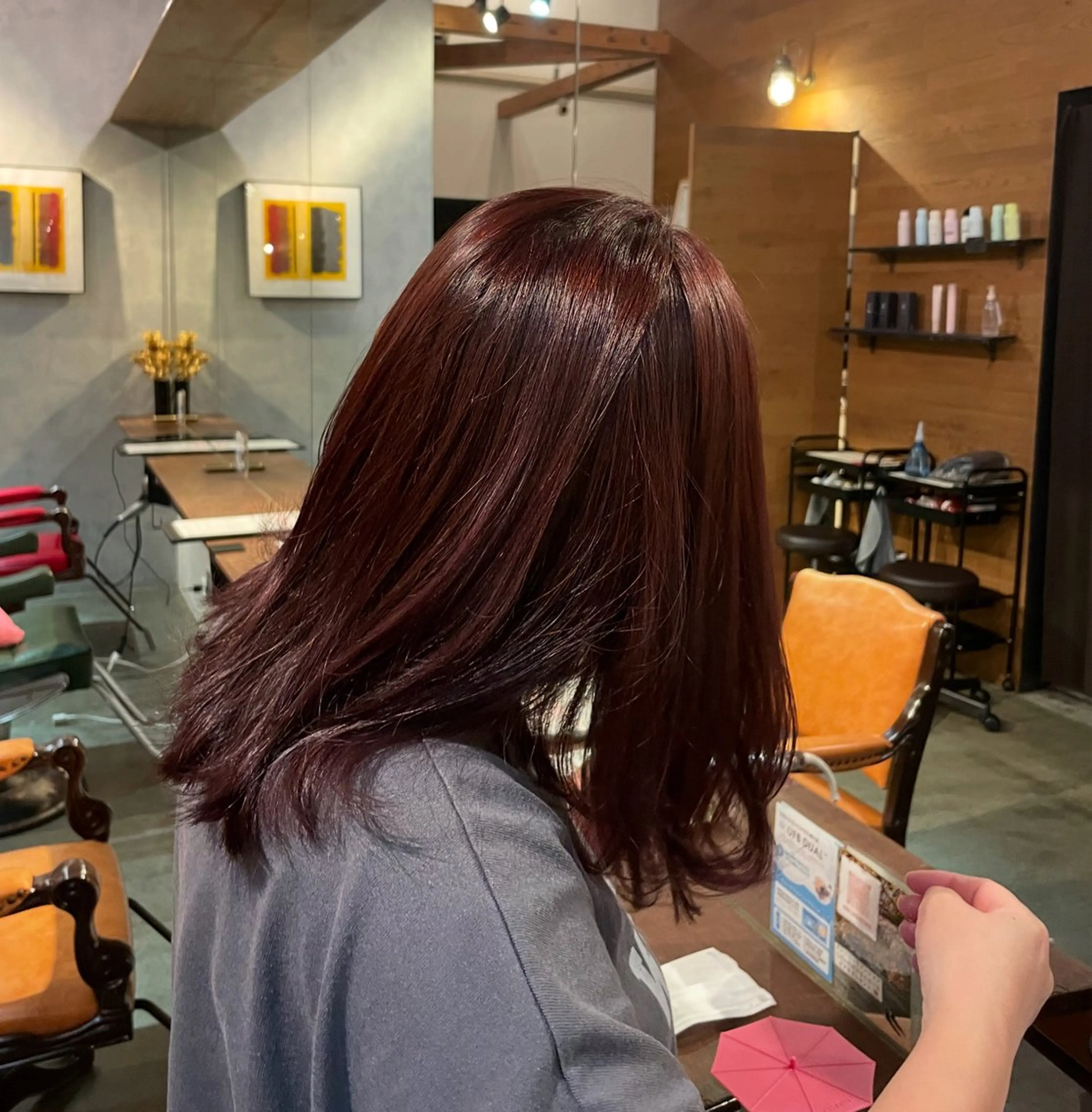 セミロング カラー ラベンダーカラー ピンクカラー ピンクラベンダー 桑田 真奈のヘアスタイル