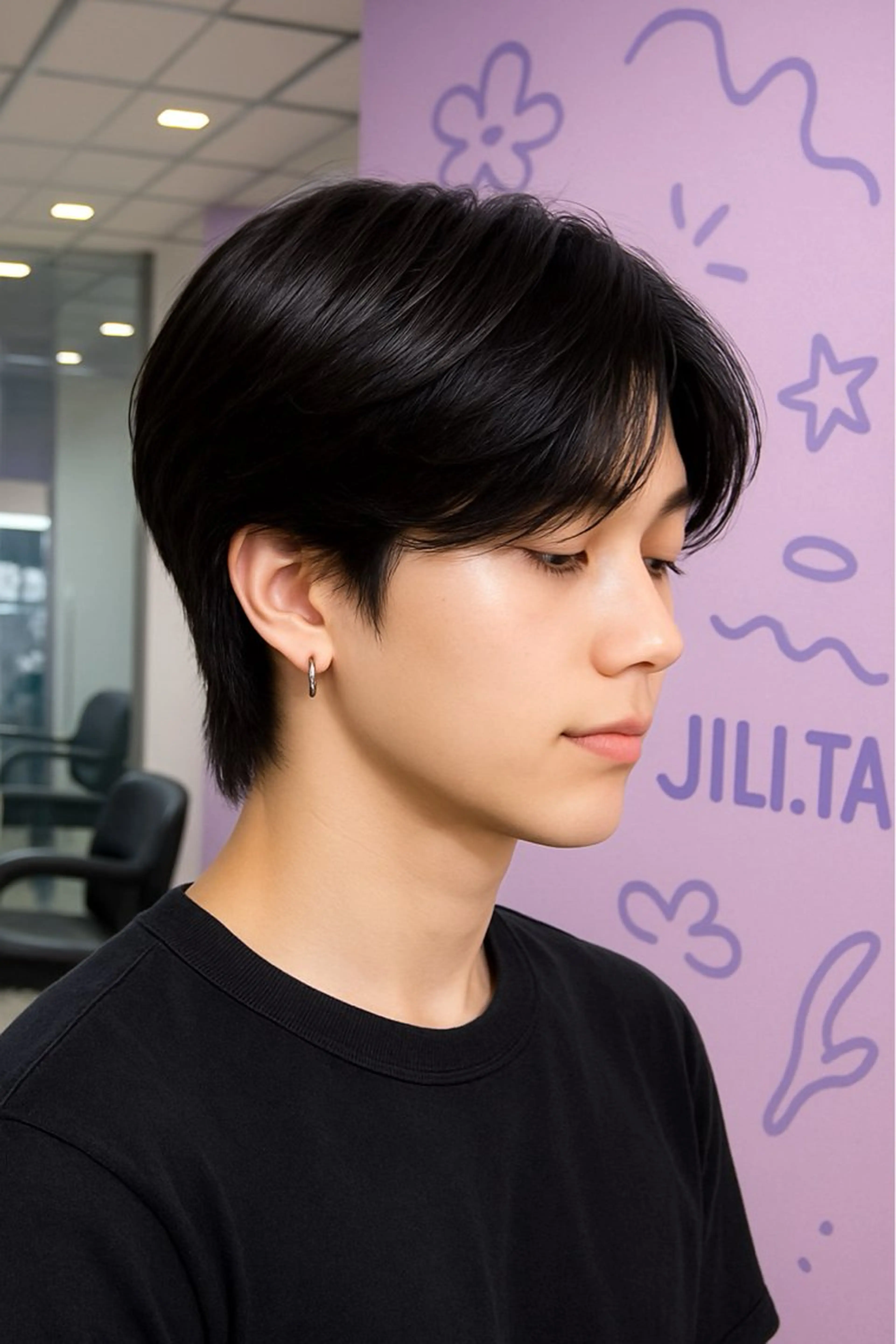 メンズ センターパート メンズ韓国風 吉村 芽咲のヘアスタイル