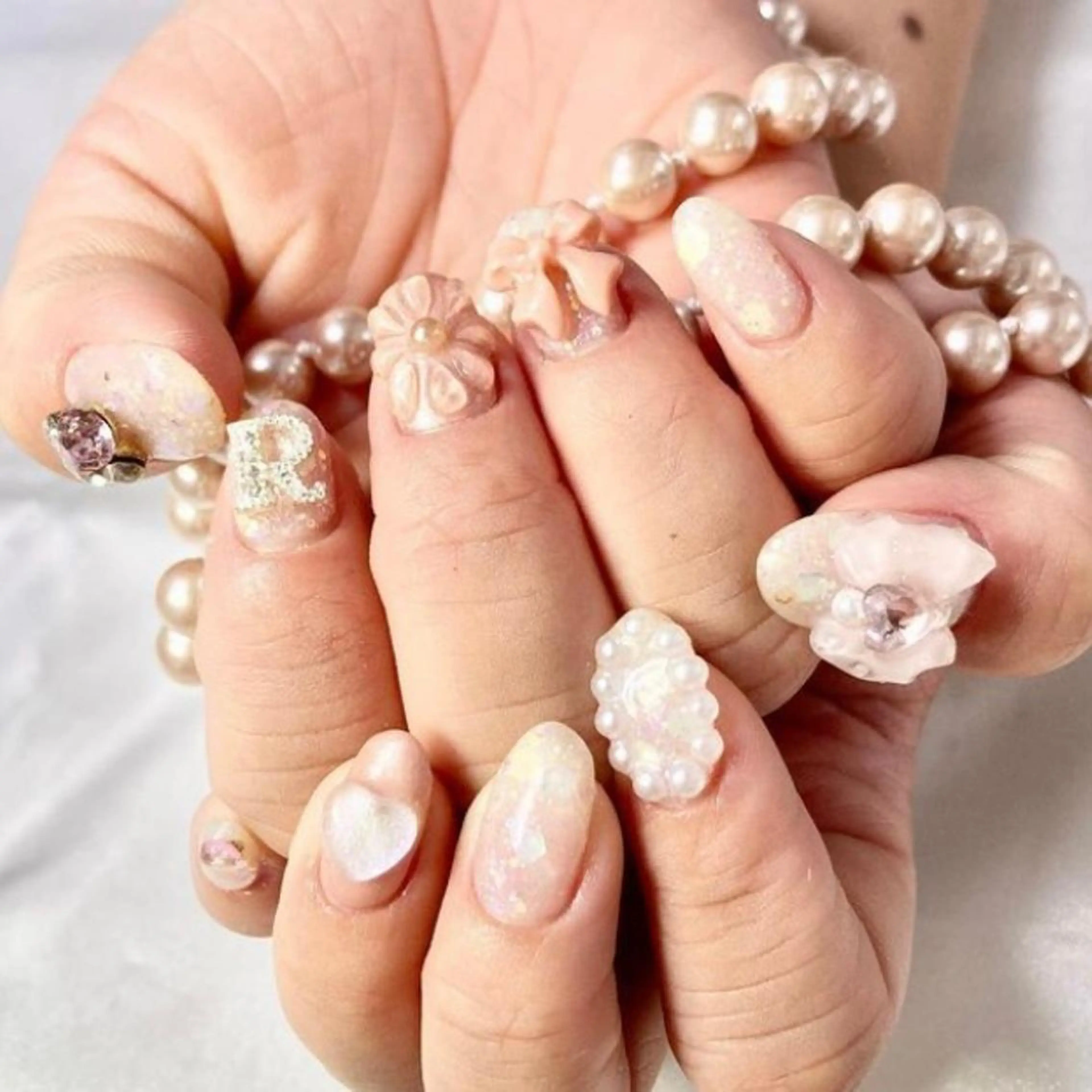 ネイル アートネイル オーロラネイル べっ甲ネイル ブルー ボルドー ハンドネイル 韓国ネイルサロン Miuのネイルデザイン