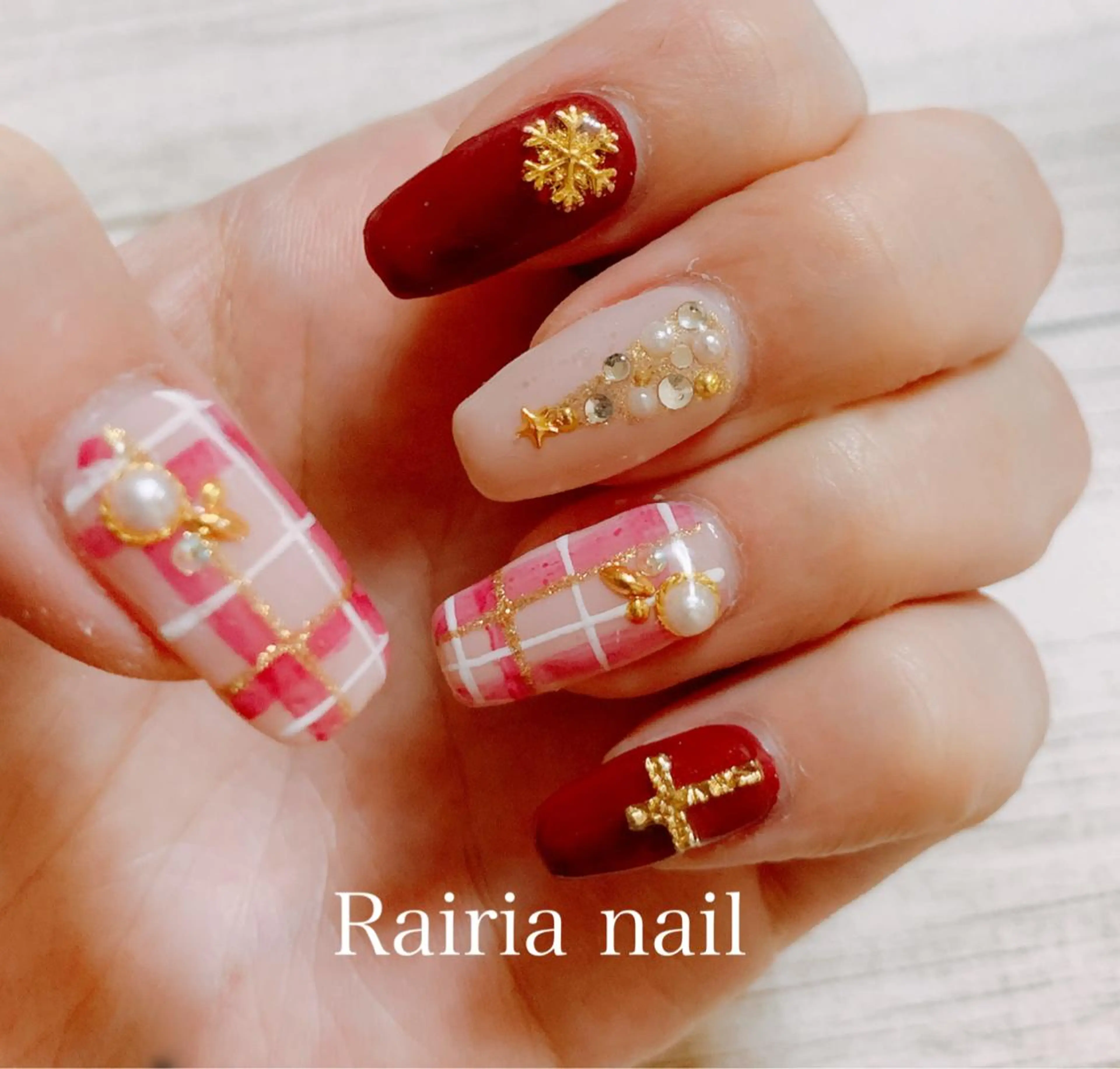 ネイル アートネイル ジェルネイル パラジェル 冬ネイル Rairia nail本八幡店のネイルデザイン