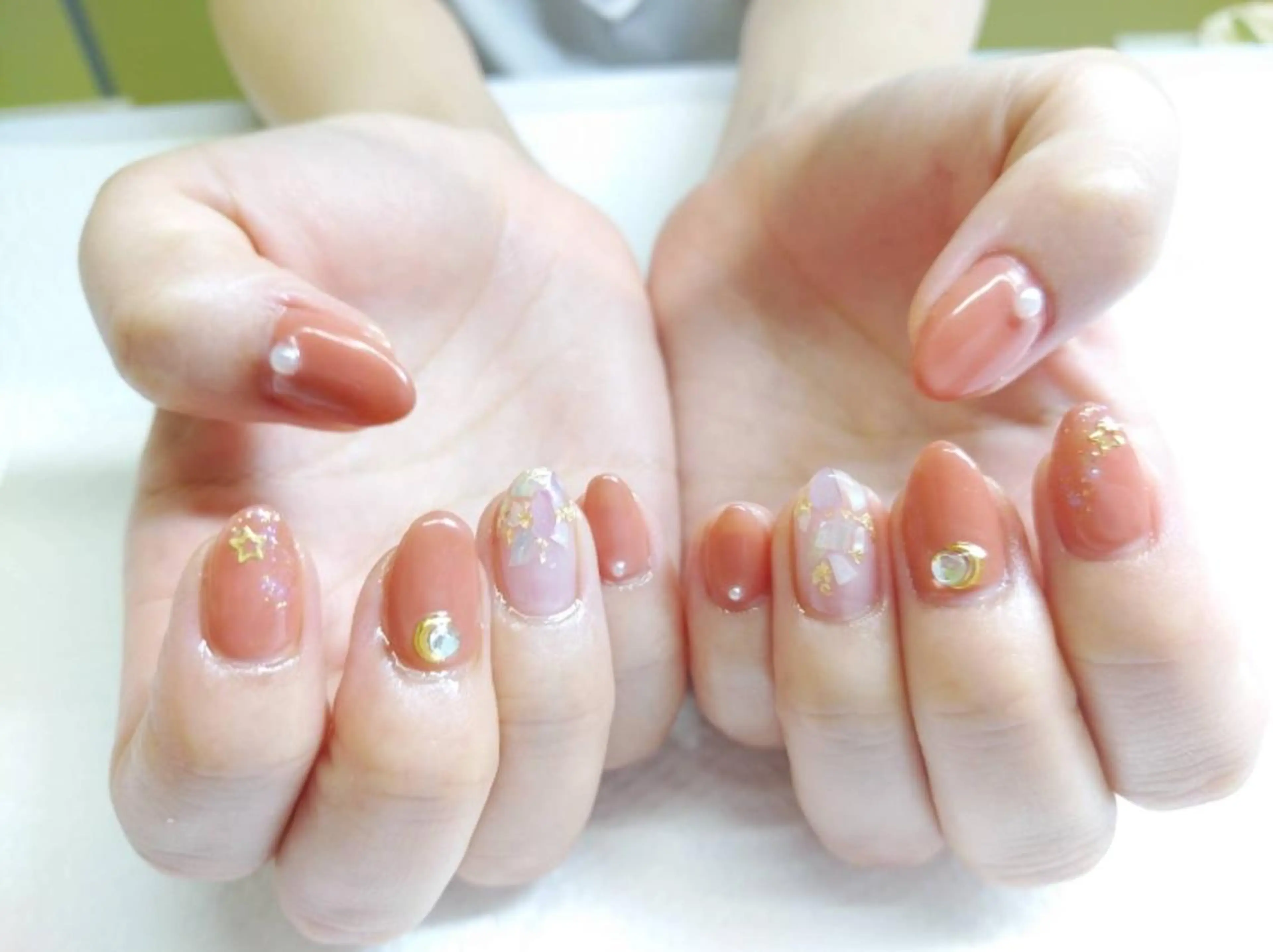 ネイル ピンク ピンクベージュ ハンドネイル ハンドケア プライベートサロン RosyLily所属・プライベートサロン Rosy Lilyのネイルデザイン