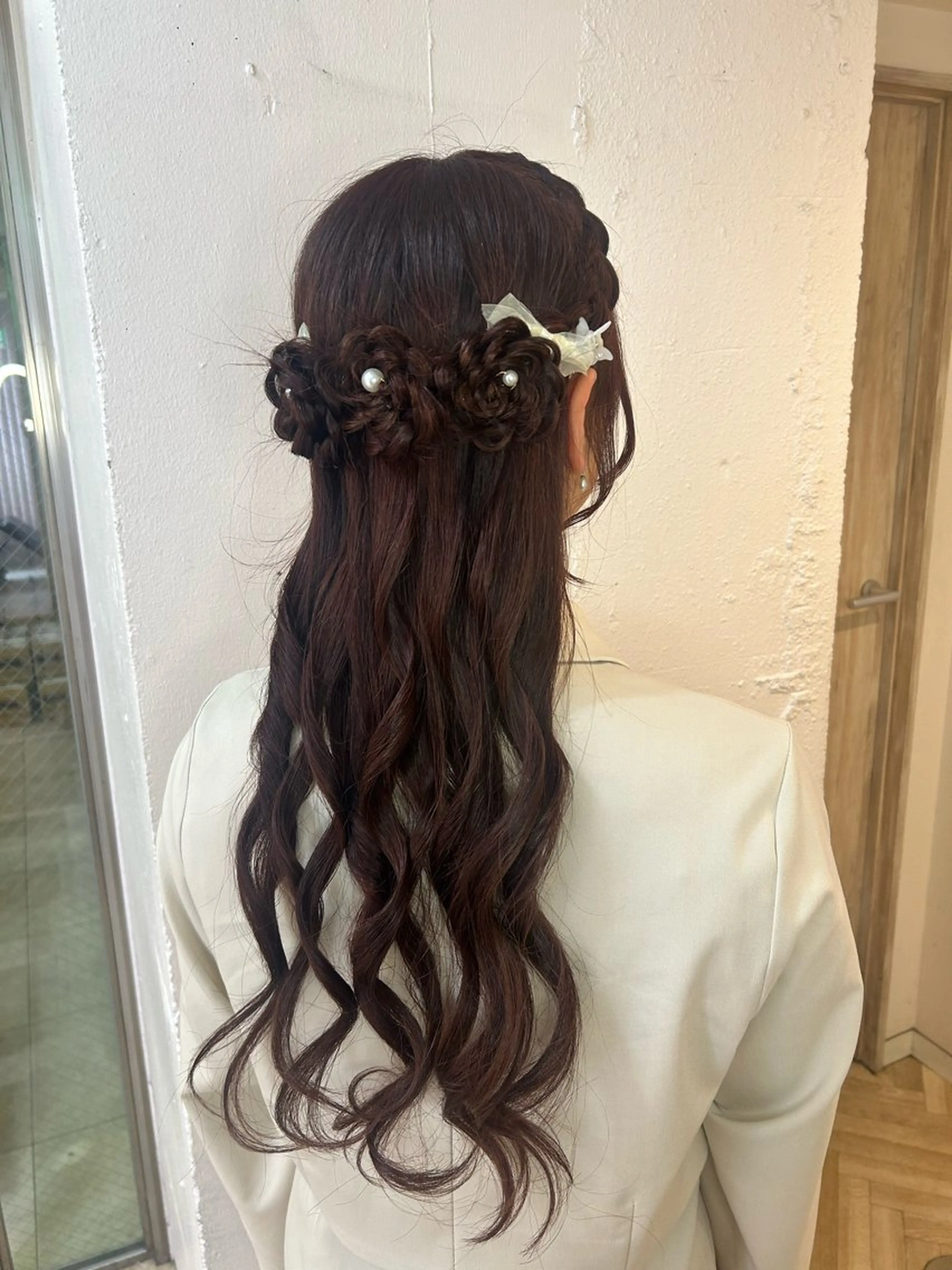 ロング ヘアアレンジ ハーフアップ ヘアセット ♛︎ きっか ♛︎ ヘアアレンジ🩵のヘアスタイル