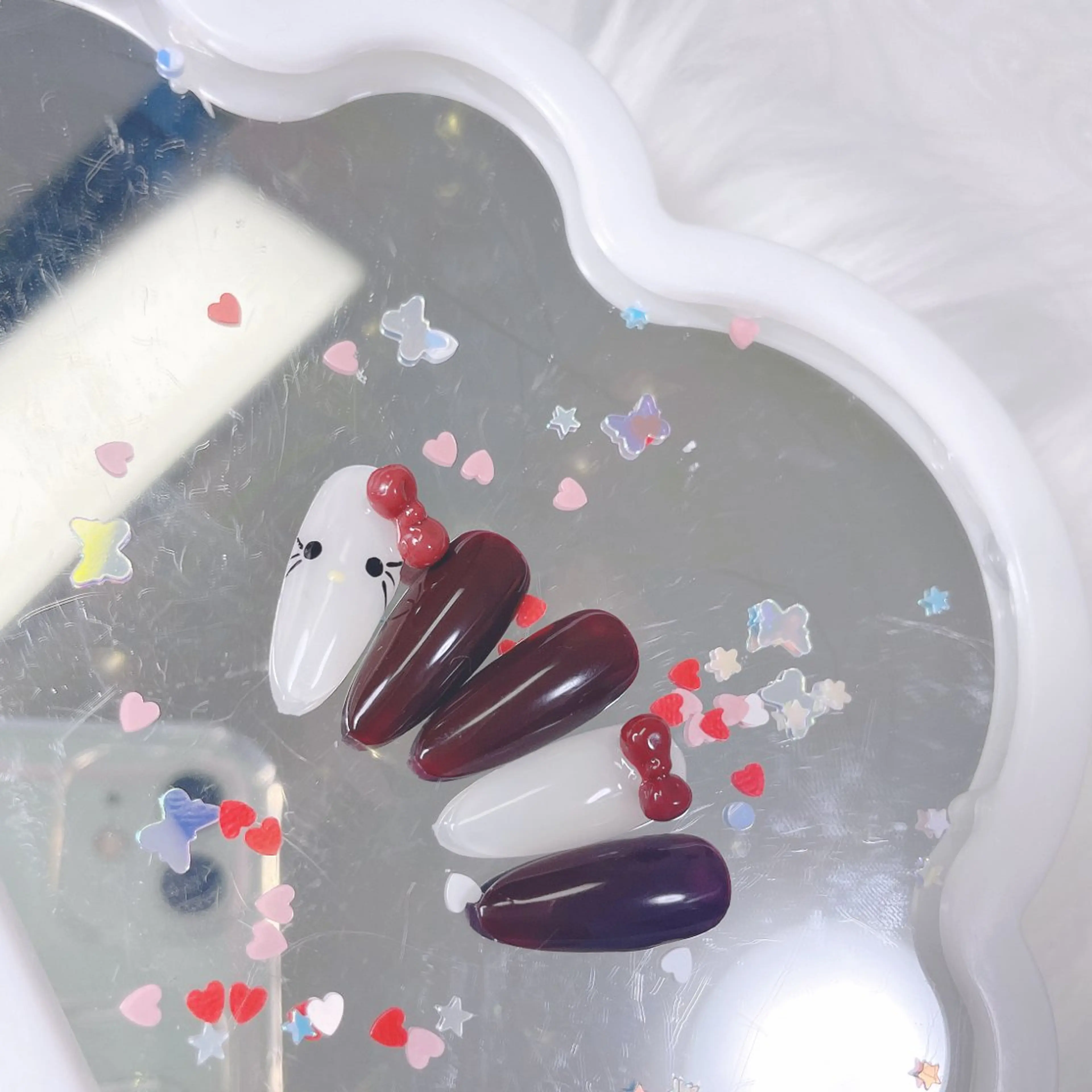 ネイル 成人式 ジェルネイル ロングネイル マグネットネイル 大理石ネイル(マーブル) ハンドネイル MoMoA Nail ネイル長さ出し専門店のネイルデザイン