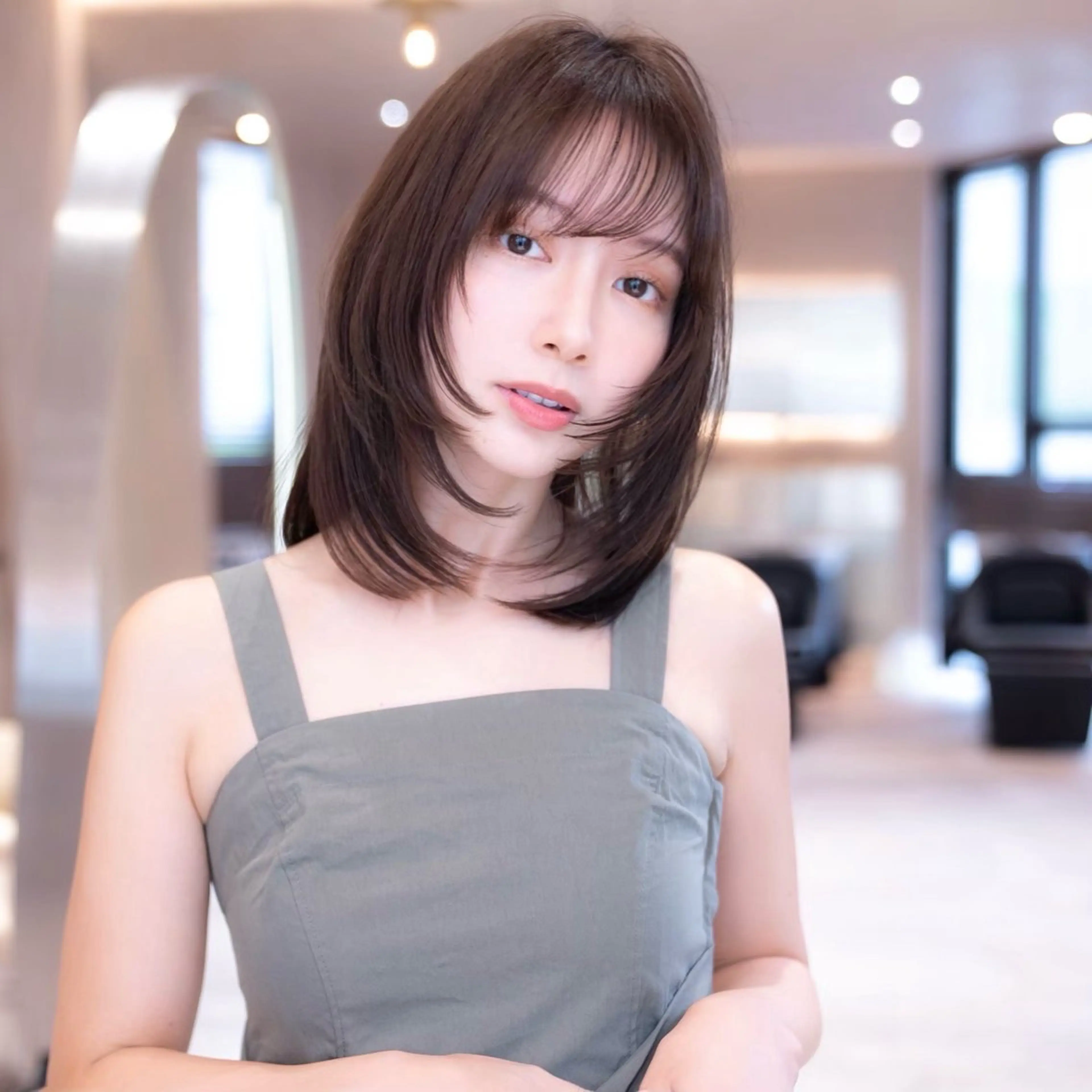 ミディアム ボブレイヤー ボブ 顔まわりレイヤー 顔周りカット ハッシュカット カット ヘアカラー トリートメント driP. by HAVANA原宿所属・原宿/韓国/髪質改善 /レイヤー/ボブのヘアスタイル