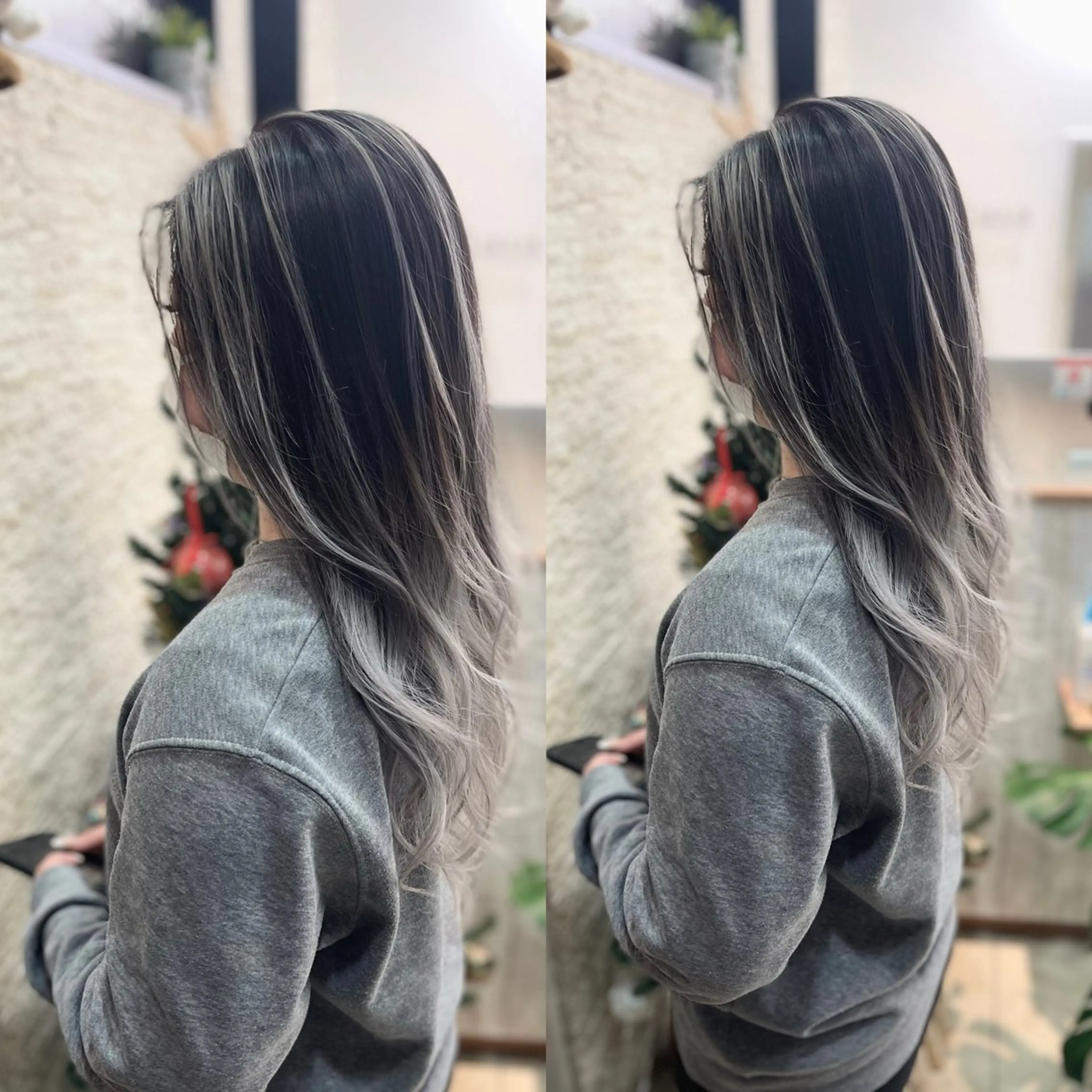 セミロング ヘアカラー Y Uのヘアスタイル