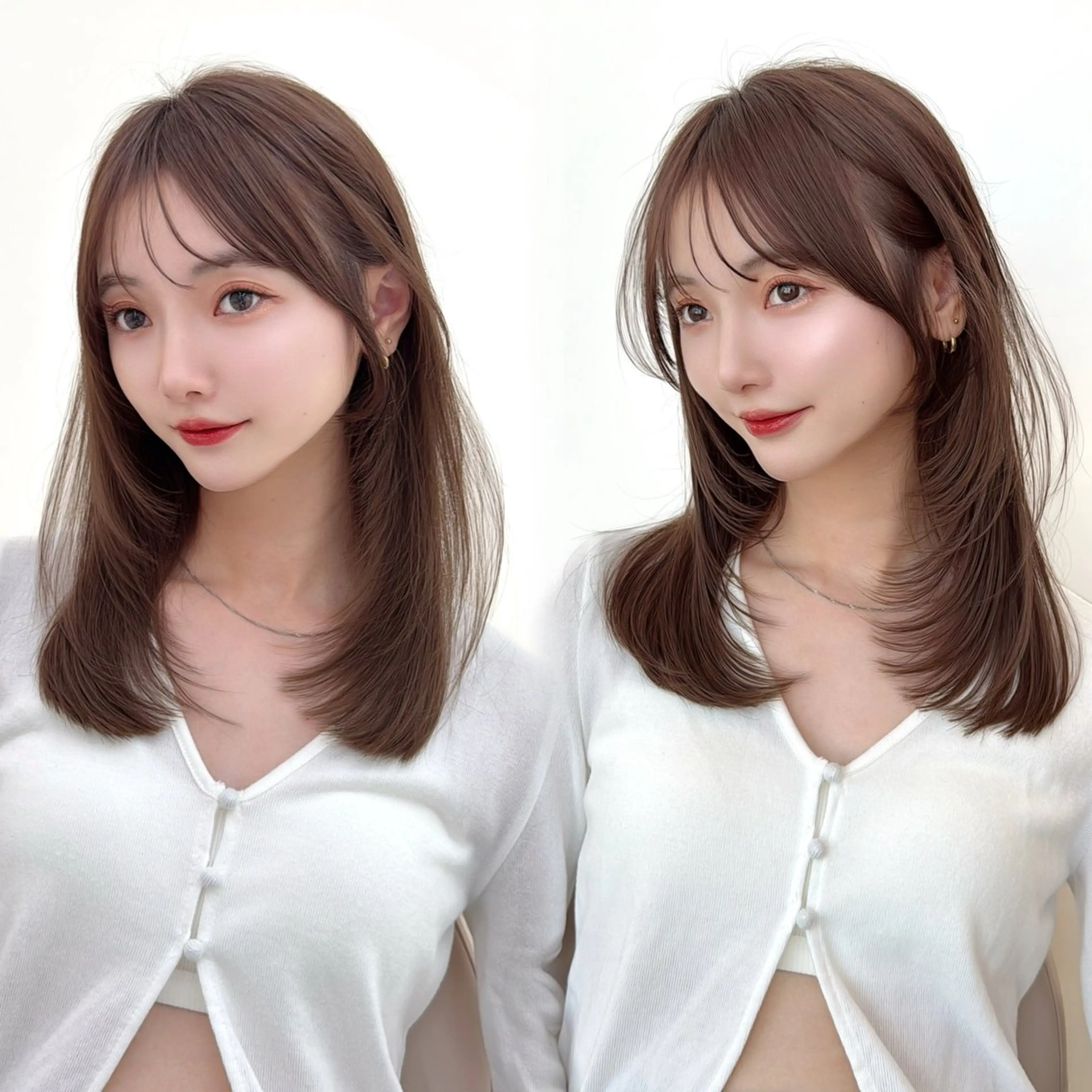 ミディアム カット トリートメント レイヤーカット/ 顔まわり/アオイのヘアスタイル