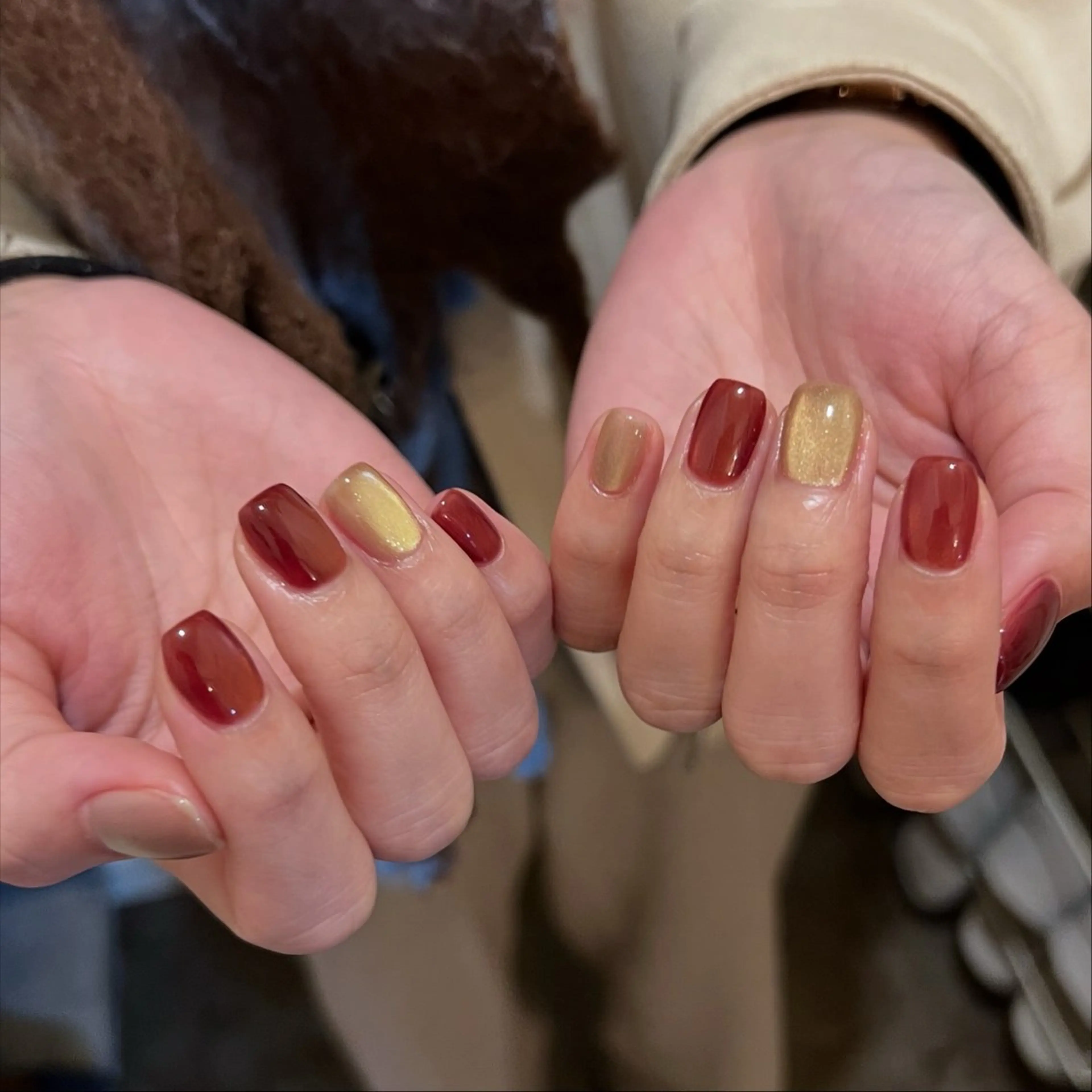 ネイル フラッシュネイル マグネットネイル 赤色 urun eriのネイルデザイン