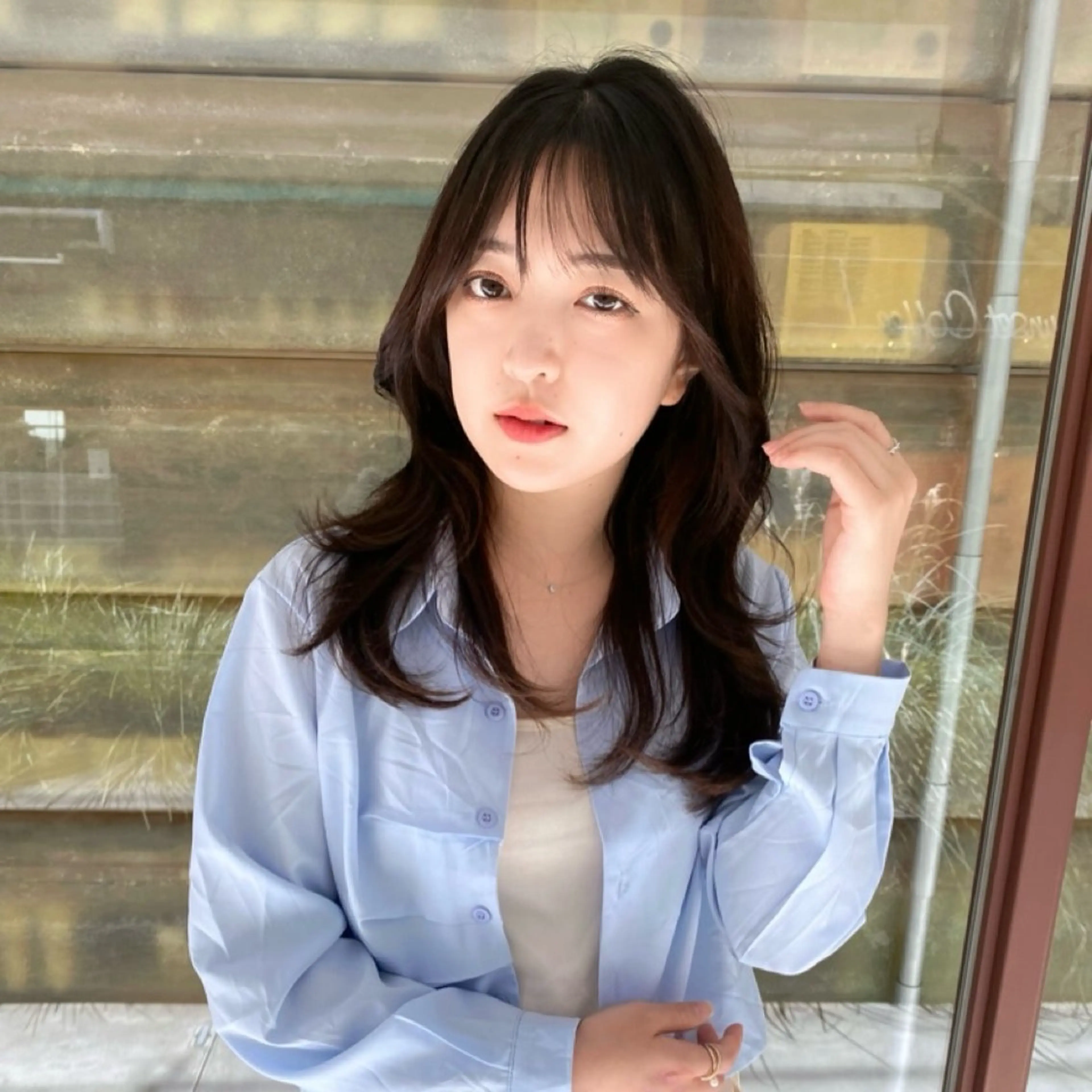 ロング カラー 韓国風ヘア レイヤーカット シースルーバング カット ヘアカラー トリートメント 🥣 hashi 🛋️のヘアスタイル