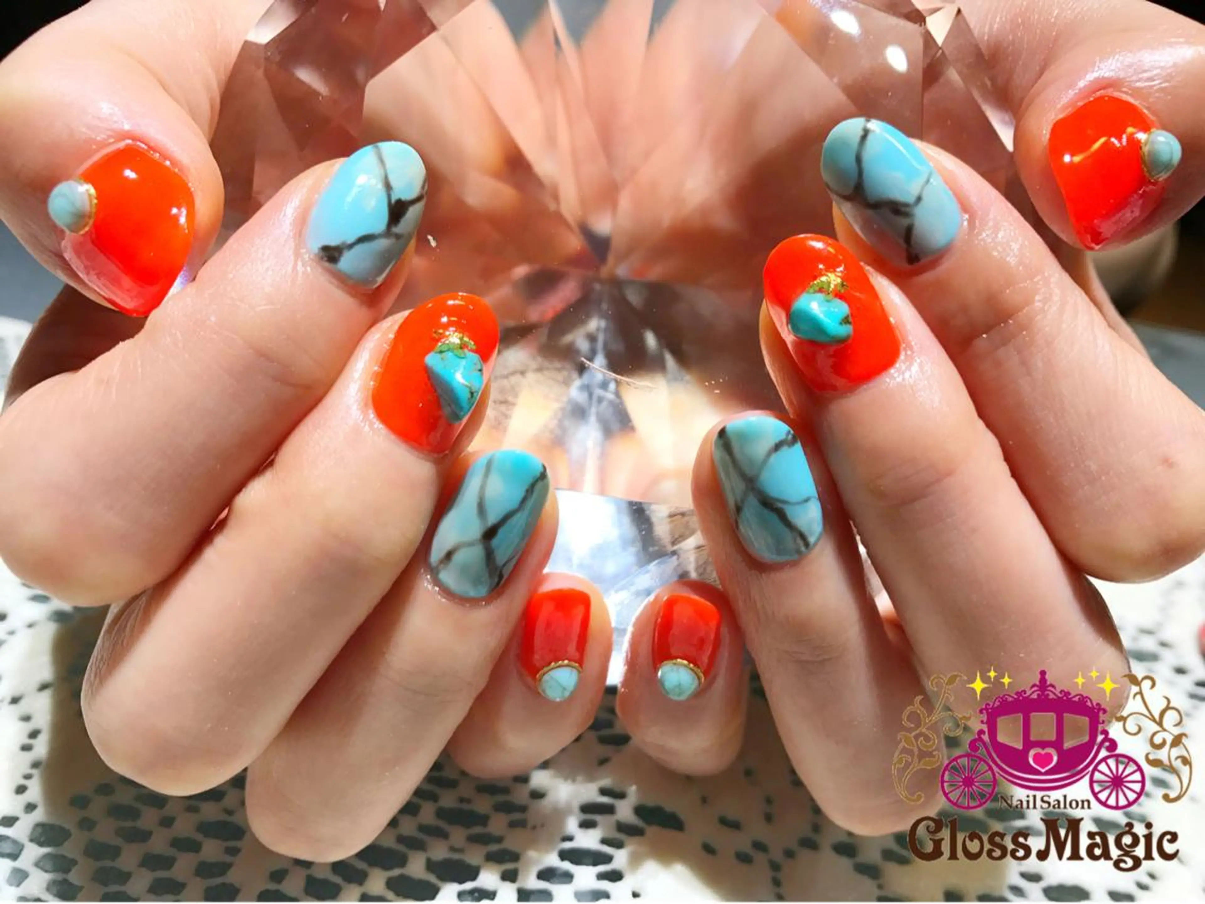 ネイル ワンカラーネイル ストーンネイル YUN 💅のネイルデザイン