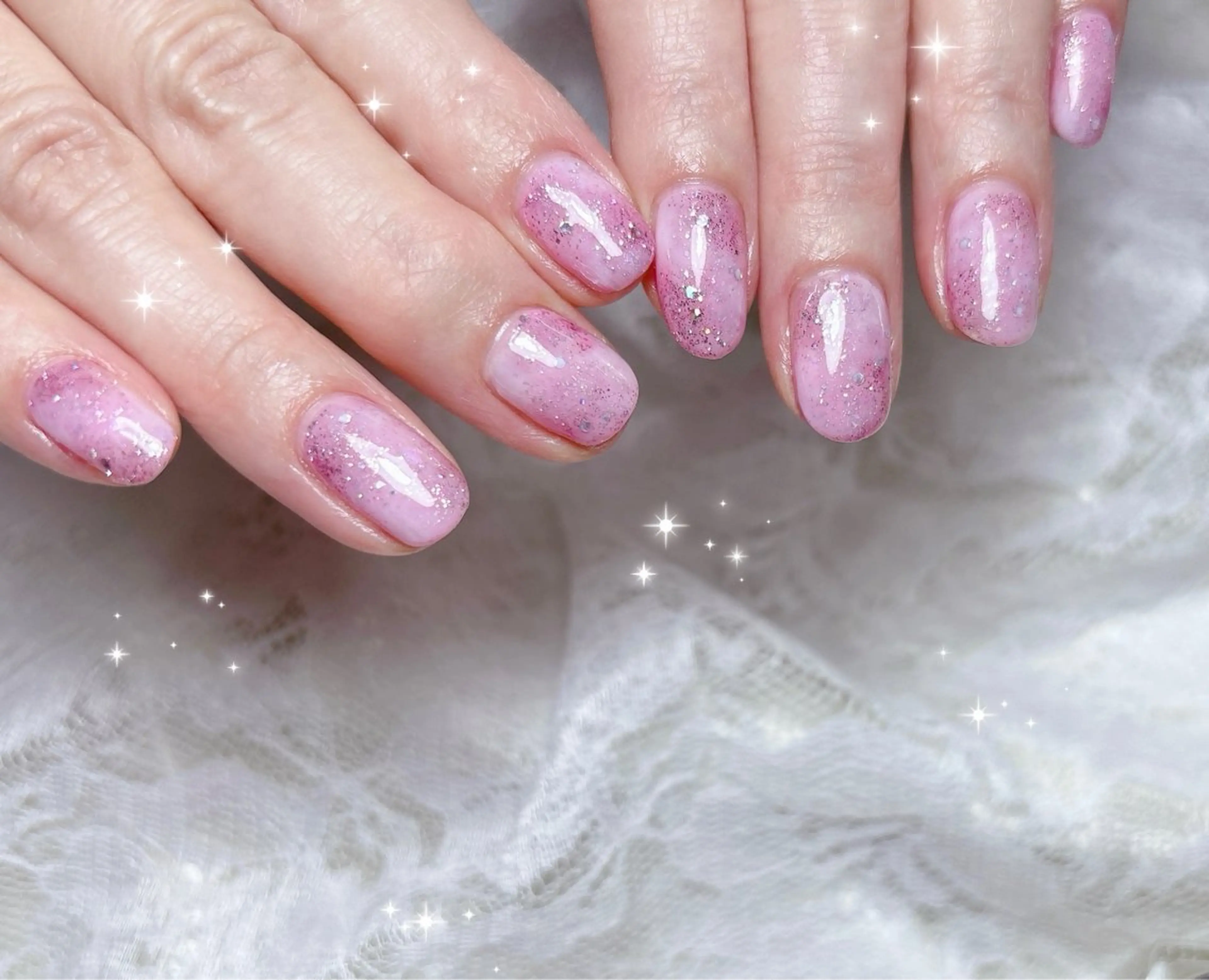 ネイル ニュアンスネイル ピンク ハンドネイル FLARE NAIL フレアネイルのネイルデザイン