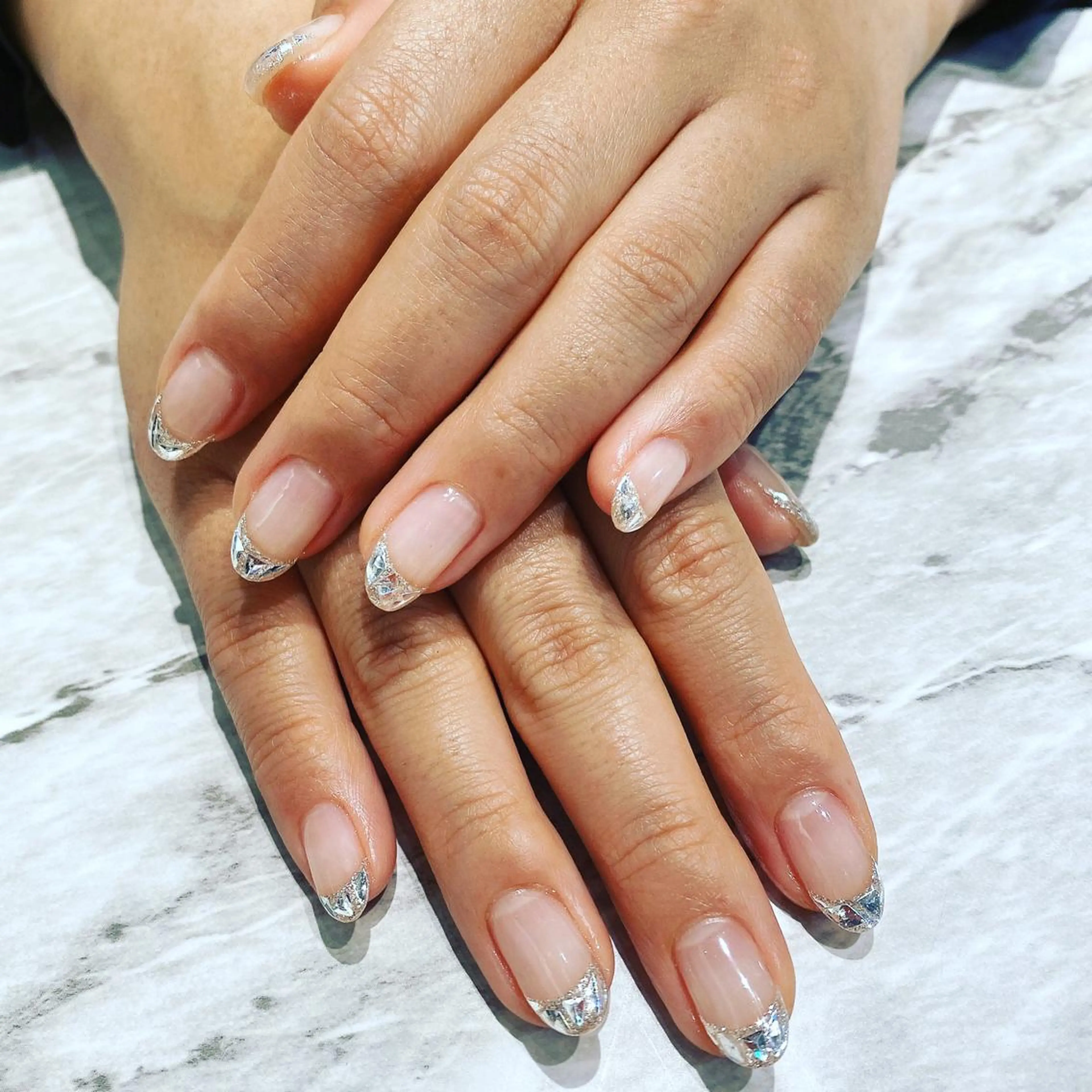 ネイル クリアネイル フレンチネイル ガラスフレンチ ハンドネイル フットネイル ハンドケア nail salon  AlgeTy所属・✴︎:.｡. MAKI.｡.:✴︎のネイルデザイン