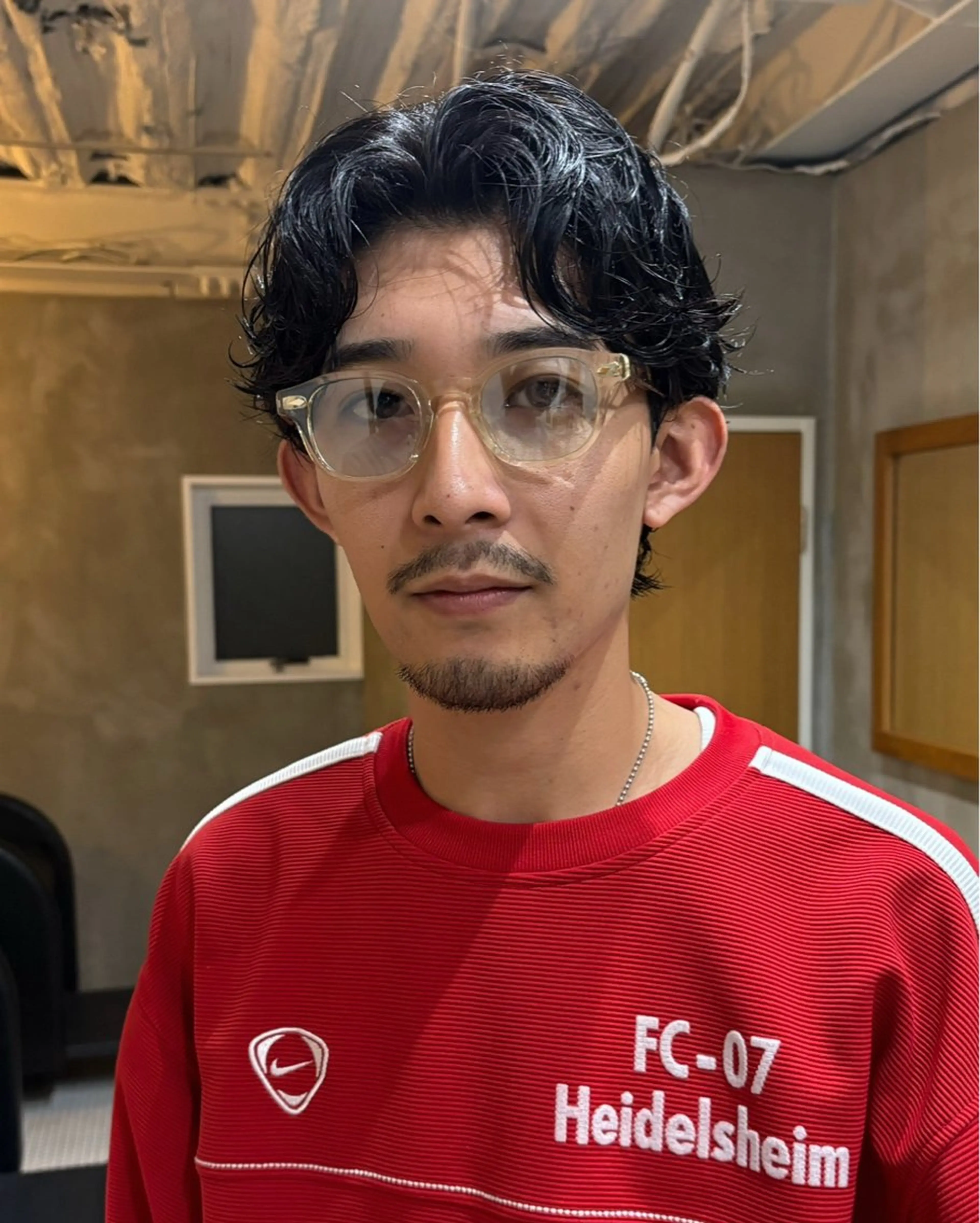 ミディアム メンズ ミディアムパーマ センターパート メンズパーマ 渋谷/原宿/メンズ/ コヤマトモヤのヘアスタイル