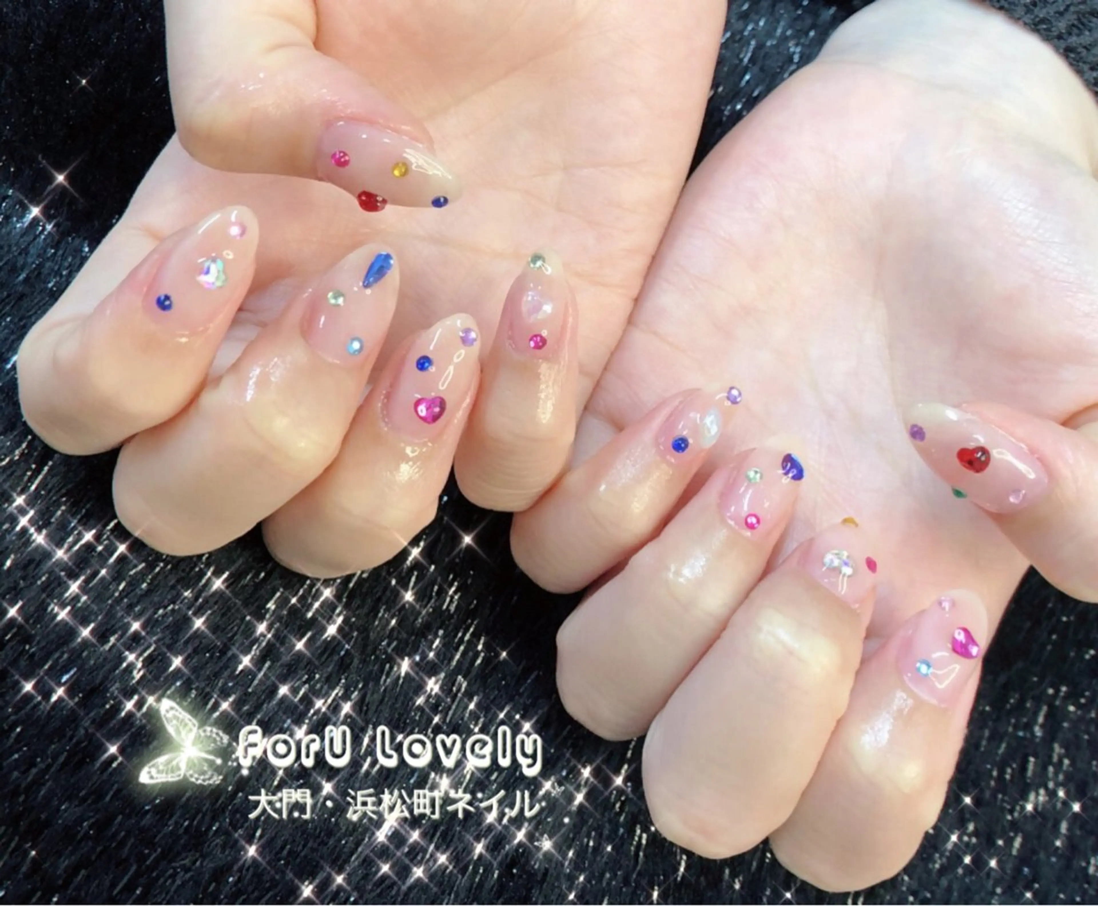 ネイル オーロラネイル フットネイル ジェルネイル ハート 韓国ネイル 大門浜松町 ネイルのネイルデザイン