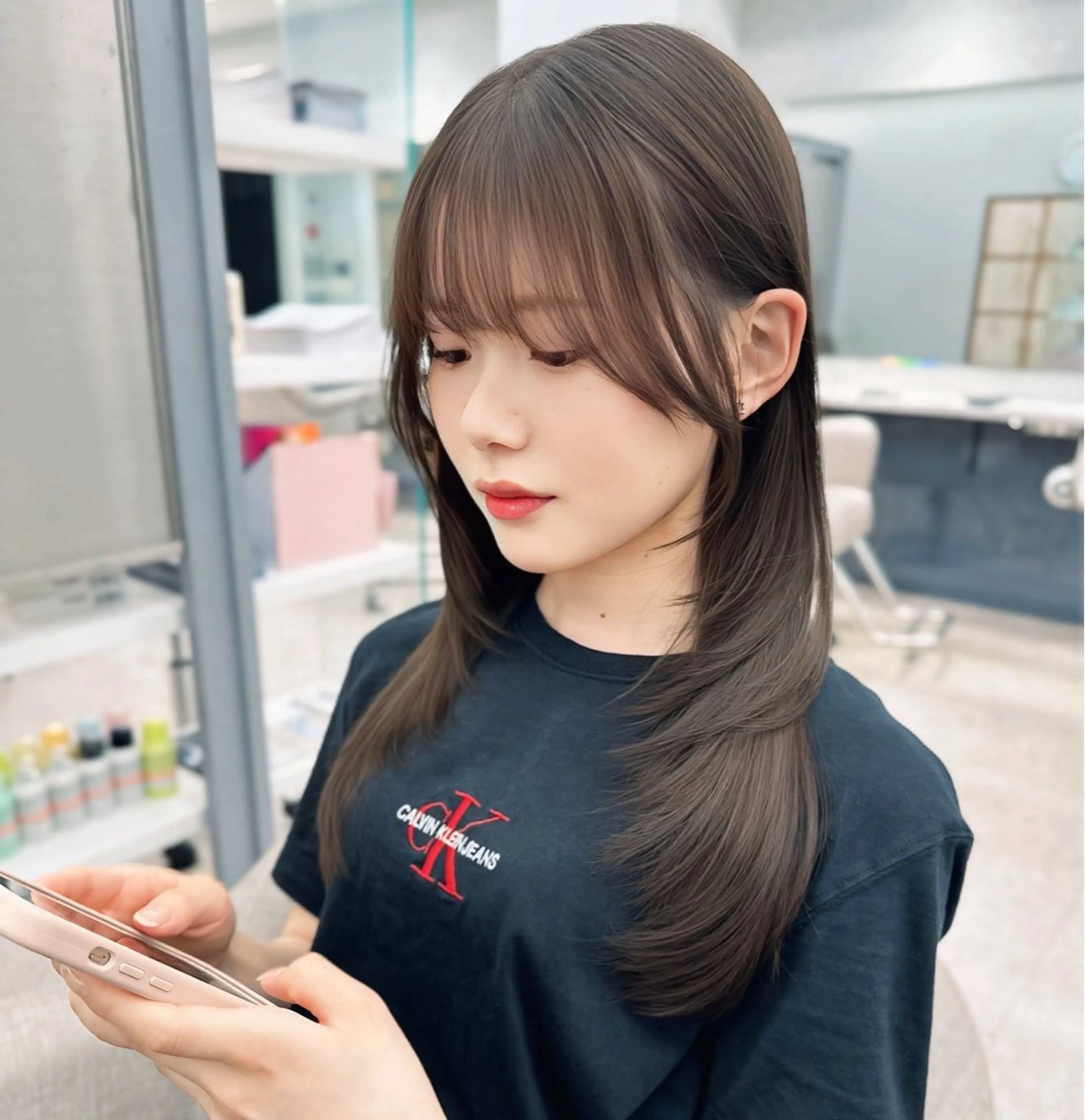 セミロング カット ヘアカラー トリートメント 京都レイヤーカット/ 縮毛矯正/羽柴りくのヘアスタイル