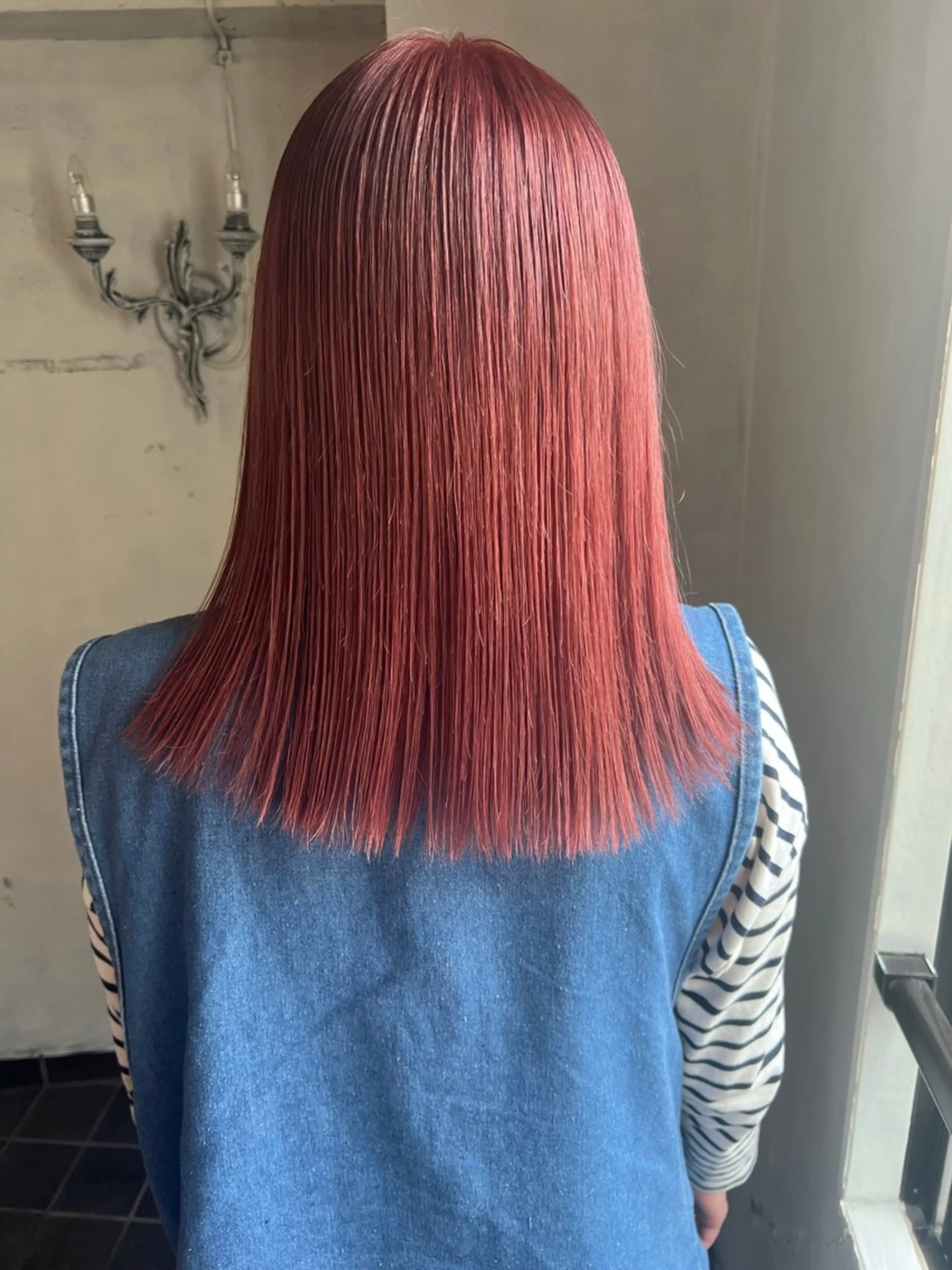 ミディアム カラー ピンクカラー ヘアカラー トリートメント 暖色カラー/ブリーチ /かしむらゆうかのヘアスタイル