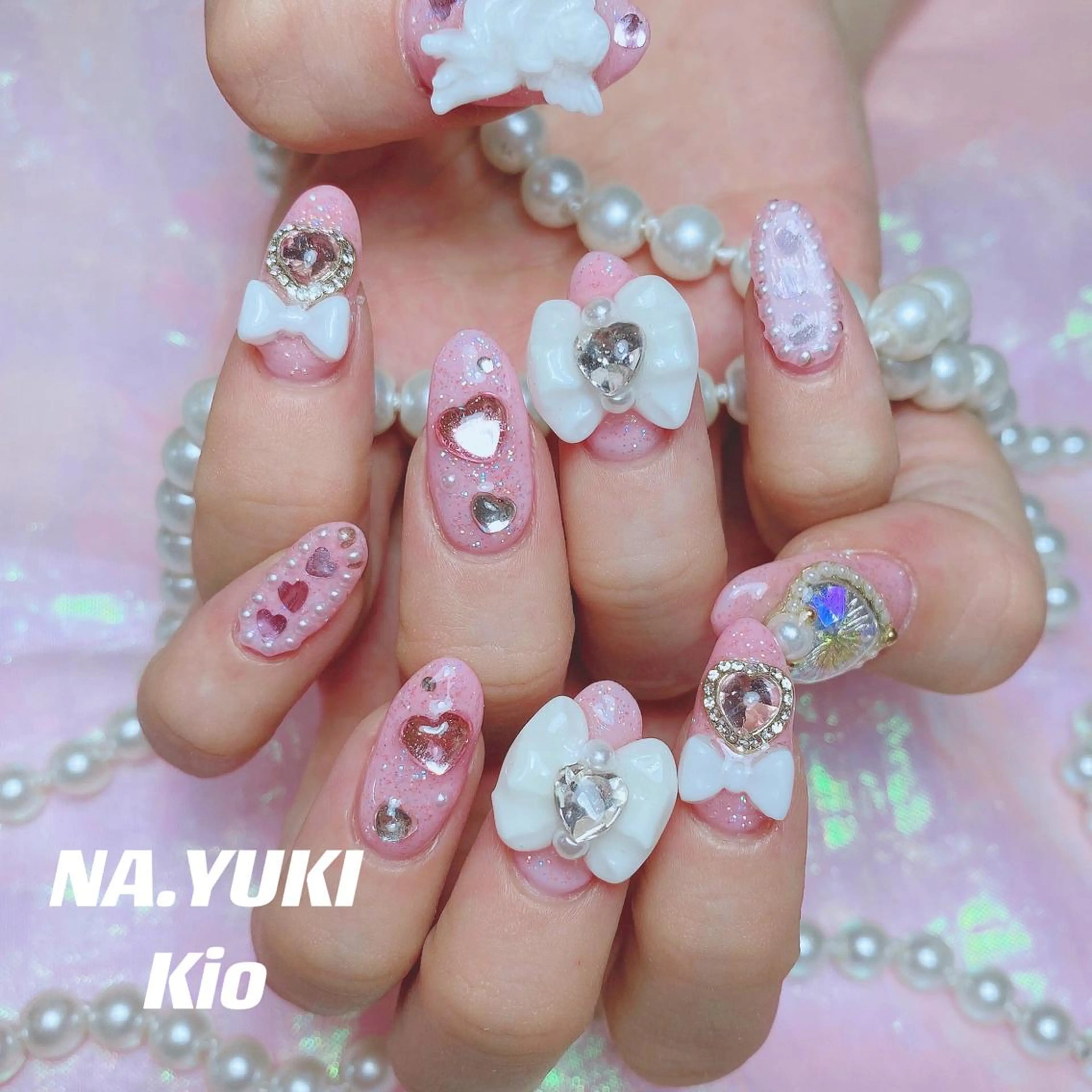 ネイル リボン ハンドネイル ハンドケア ナユキNA.YUKI 池袋店のネイルデザイン