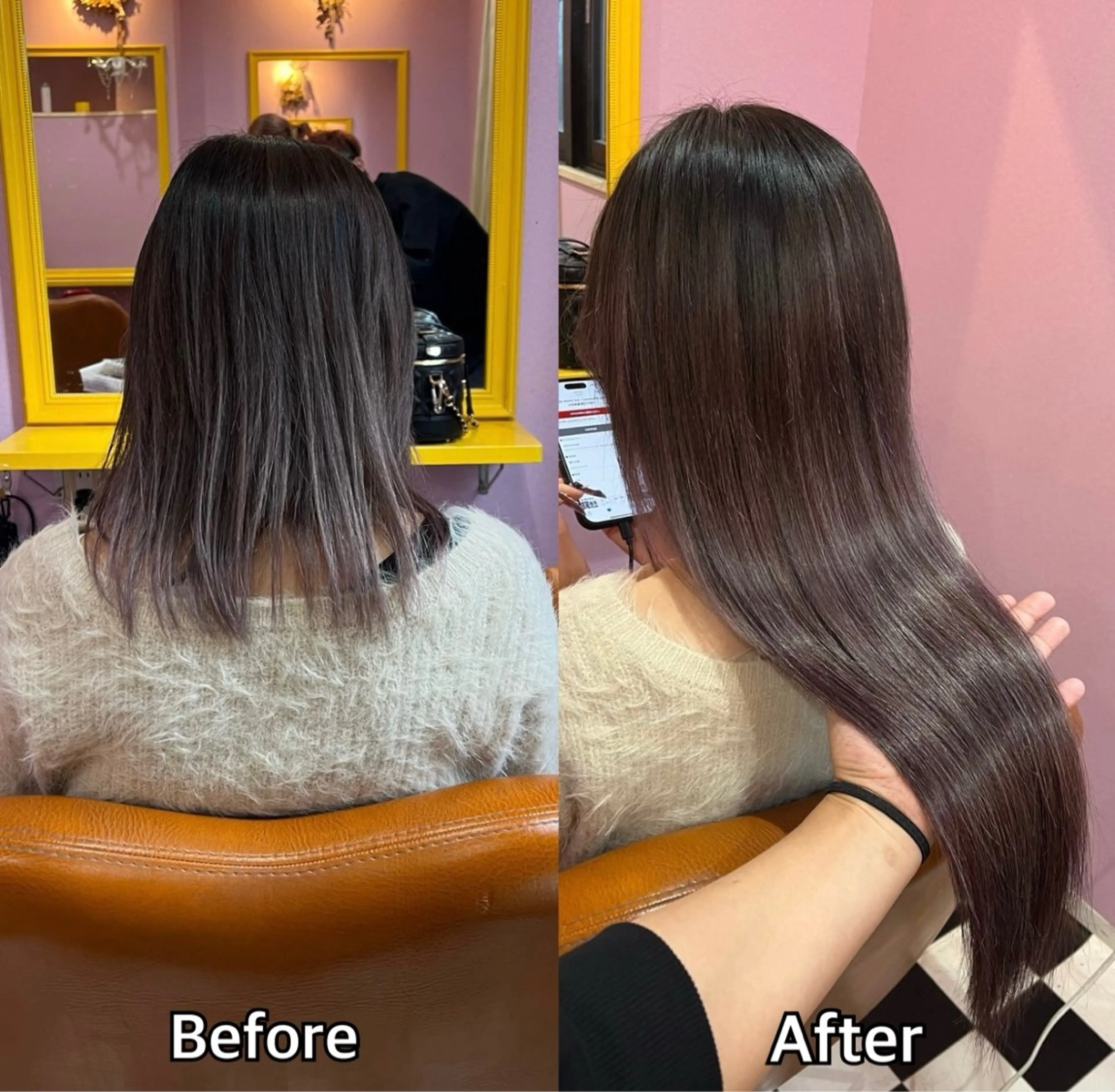 ロング シール＋ちび編み込み エクステ梅田🐨のヘアスタイル