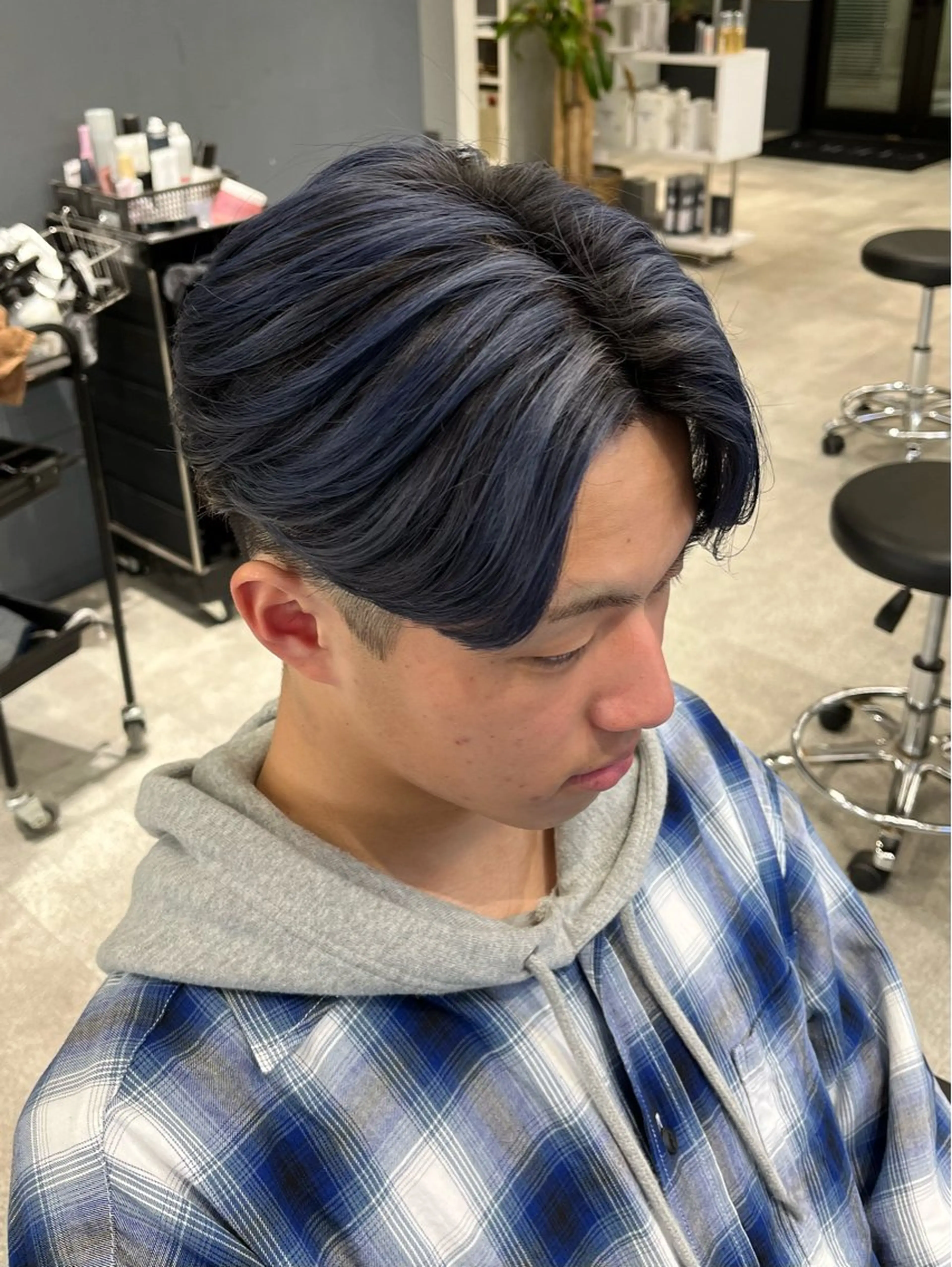 メンズ オールバック アップバング センターパート フェードカット マンバンヘア カット ヘアカラー 西岡 あつみ/ 堀江美容室のヘアスタイル