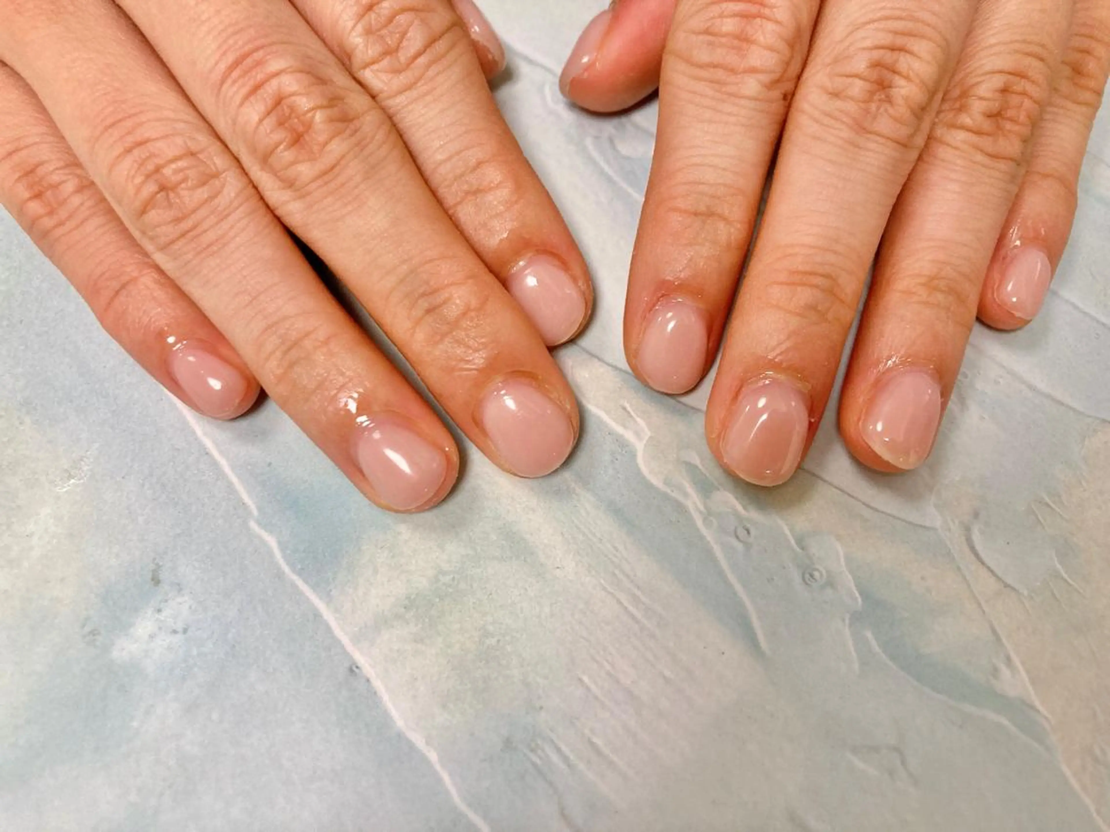 ネイル クリアネイル ワンカラーネイル ピンク ハンドネイル Mogu nail 二子玉川のネイルデザイン