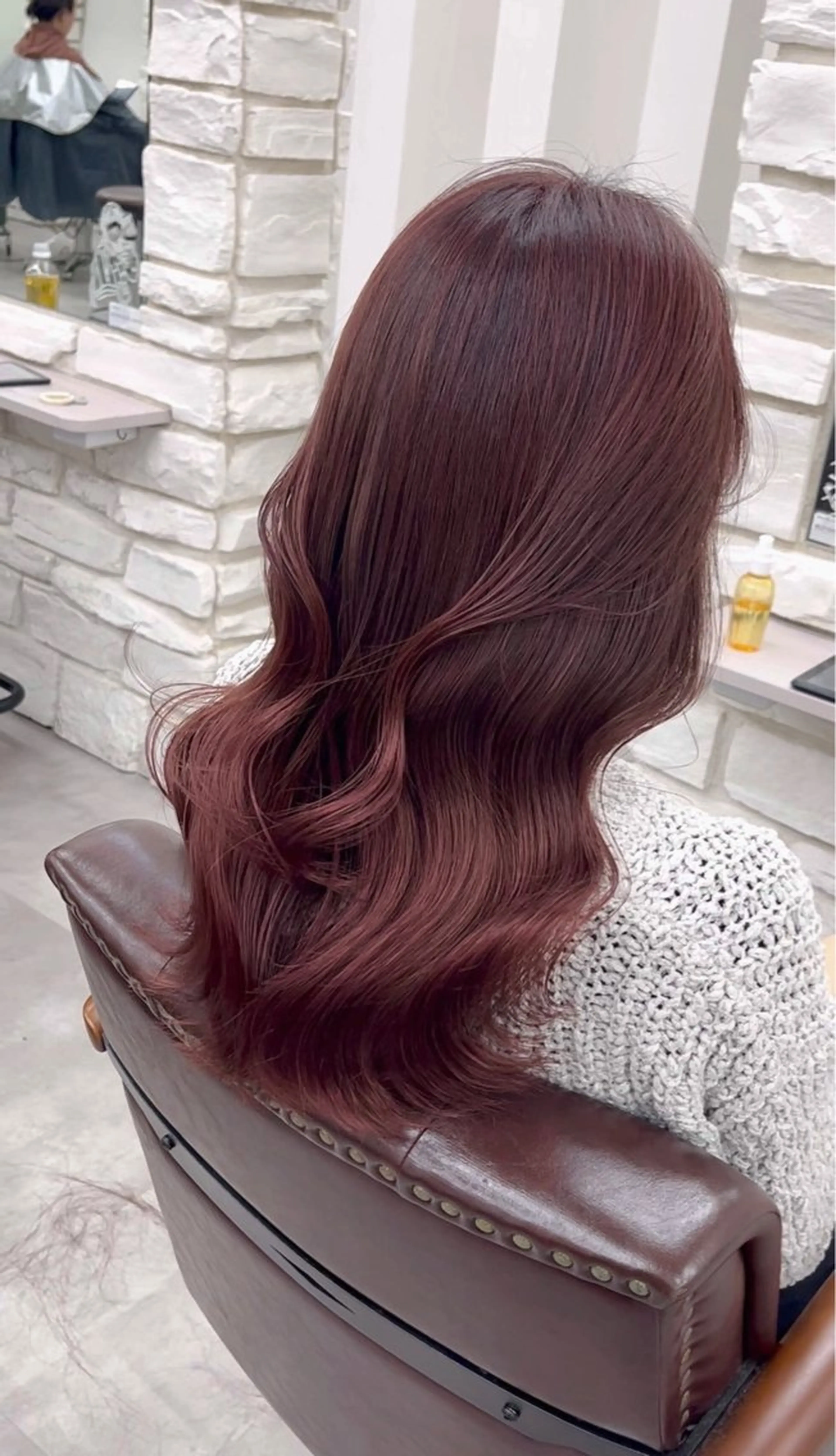 ロング カラー カシス ピンクカラー カット ヘアカラー トリートメント 天王寺髪質改善なら よしみさん✨のヘアスタイル