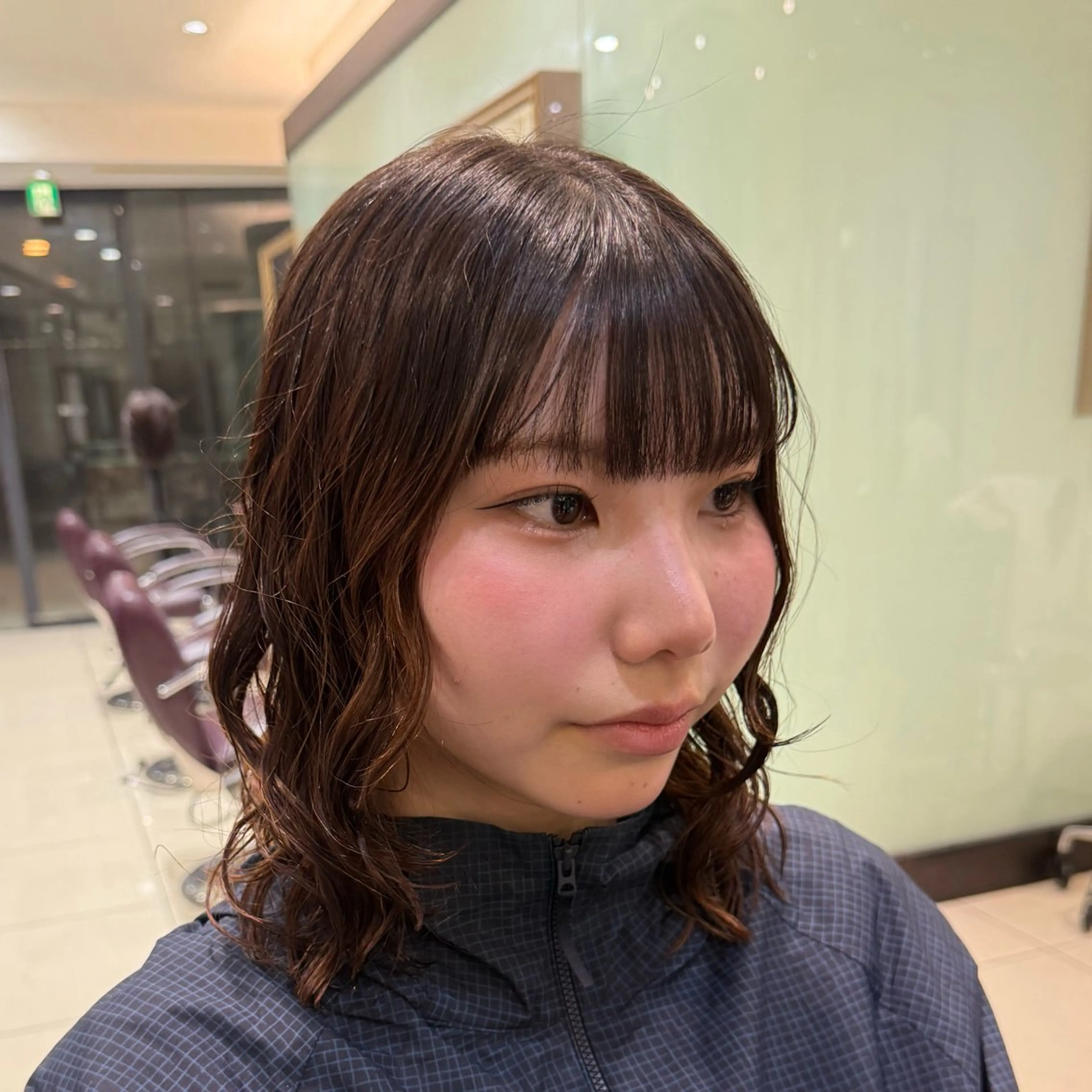 ミディアム パーマ パーマ 韓国風パーマ🌿コテ 巻き風パーマ/るいのヘアスタイル