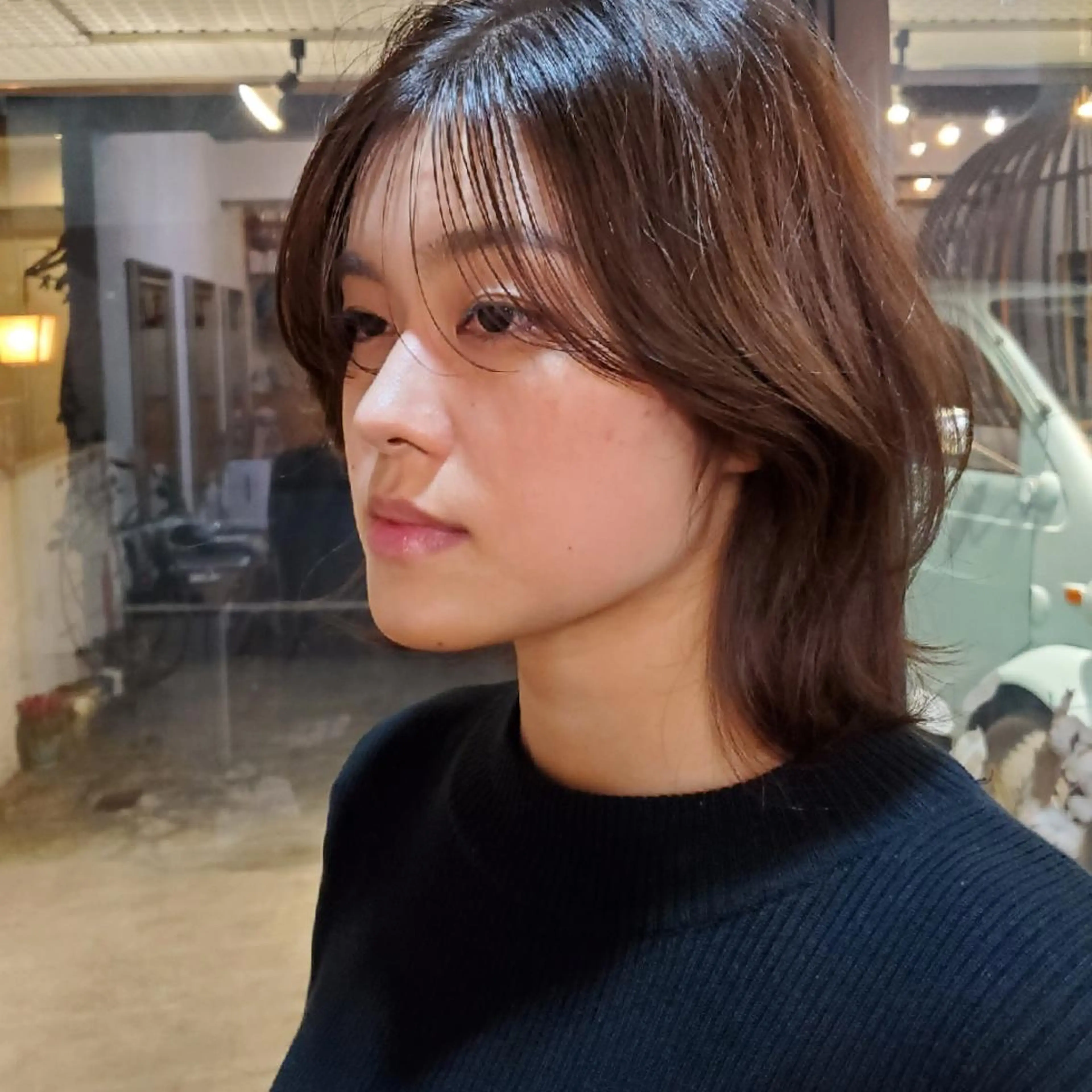 カラー ミディアム 切りっぱなしボブ ショートボブ ミディアムパーマ バレイヤージュ ベージュカラー カット ヘアカラー トリートメント フリーランス所属・韓国ヘア レイヤー くびれヘアMATSUのヘアスタイル